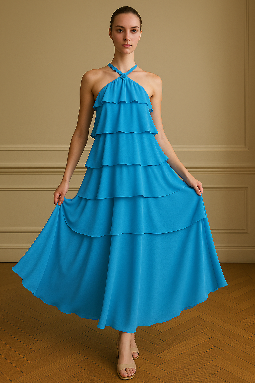 Isabeau | Turtleneck kjole med lagdelte 3D-blomster - - women's fashion - {{ product_tags }