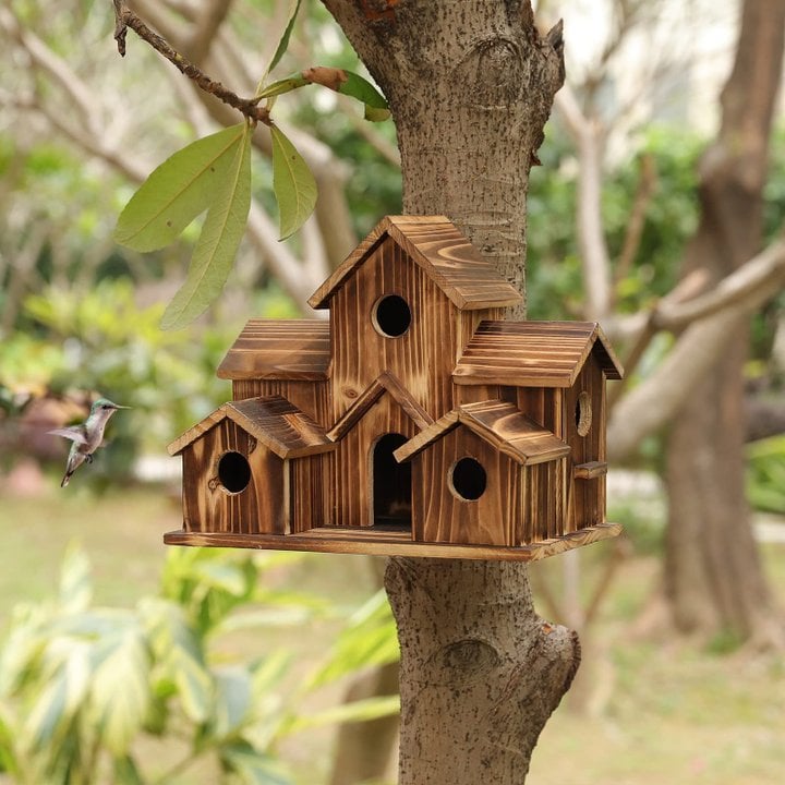 Håndlavet fuglehus med 6 huller - - house & garden - {{ product_tags }