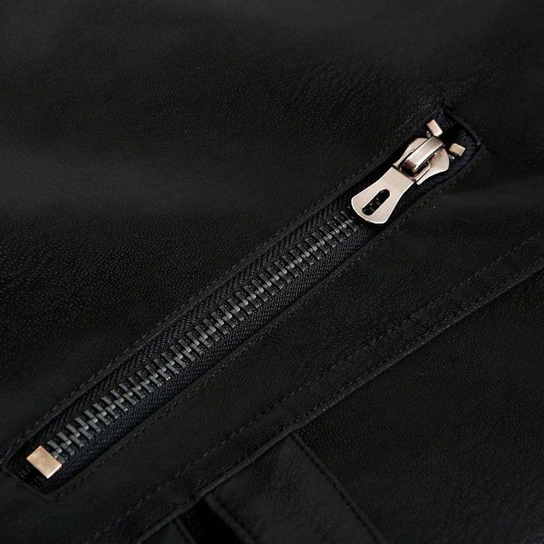 Herre Bikerjakke i Kunstlæder med Kontrastrande - - Kleding en accessoires > Kleding > Buitenkleding > Jassen en jacks - {{ product_tags }