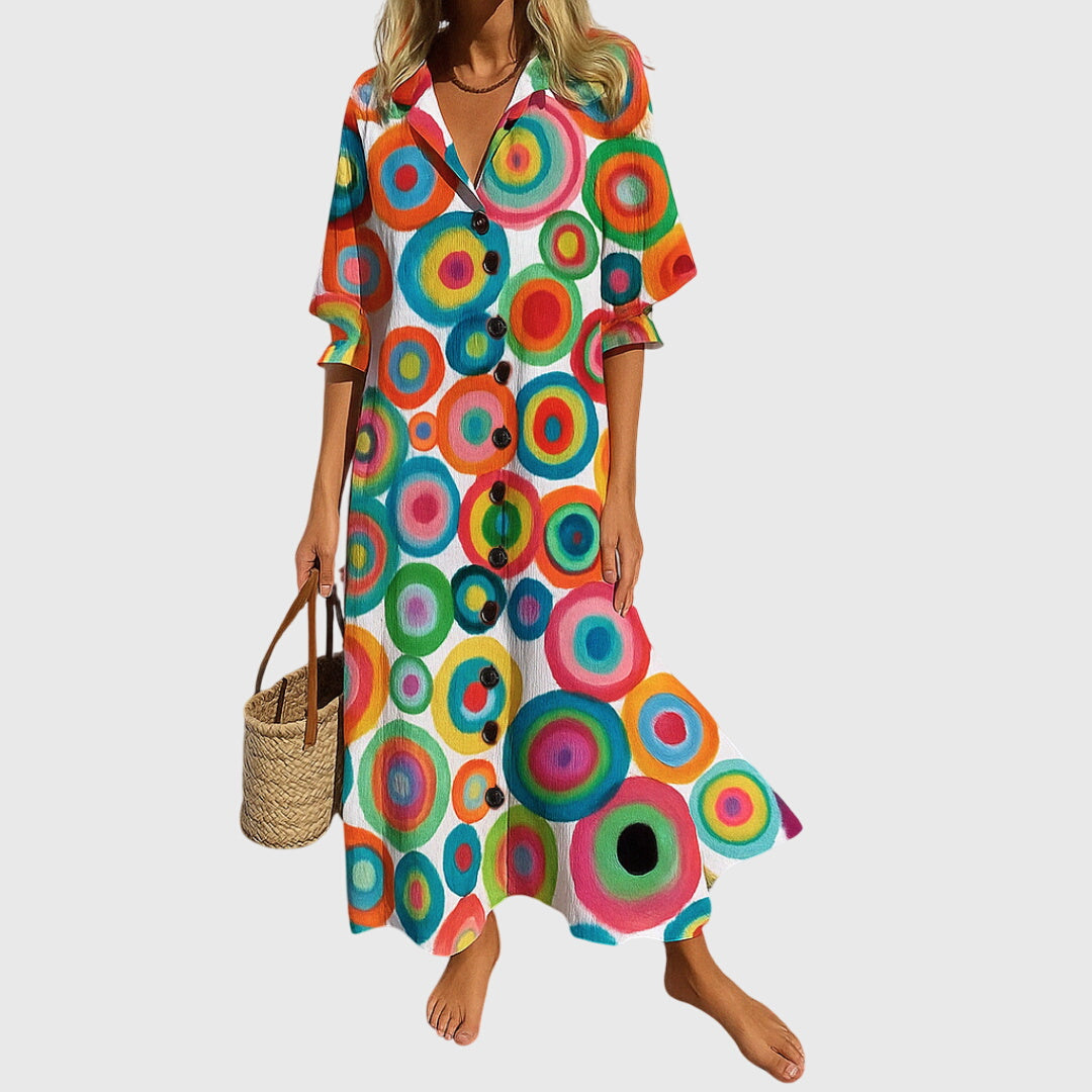 Women > Dresses : Women's Elegant Slimming Dress in Multi-Colour 2 van DUUWE