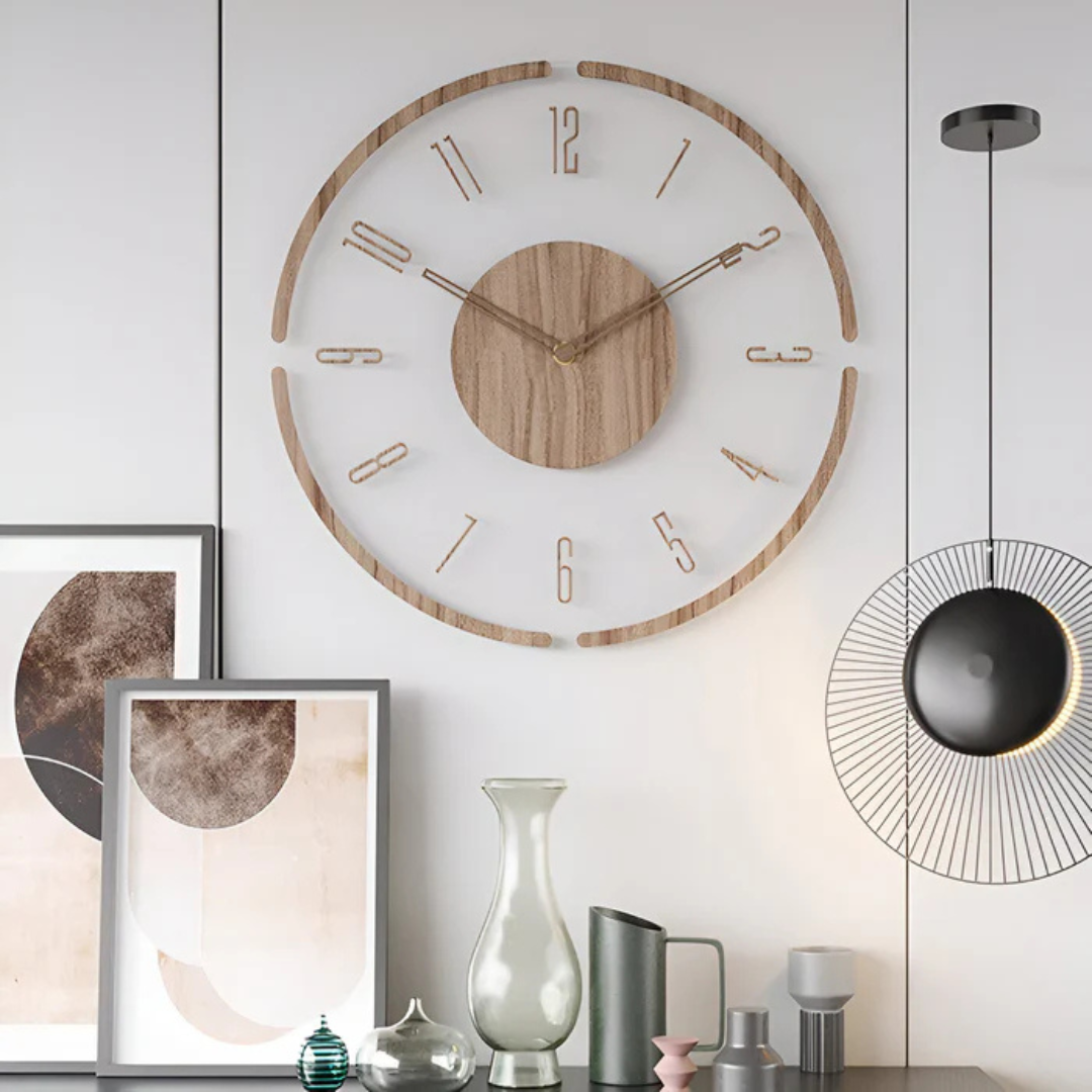Stilfuldt Moderne Vægur 30cm – Akryl & Træ, Lydløst Urværk