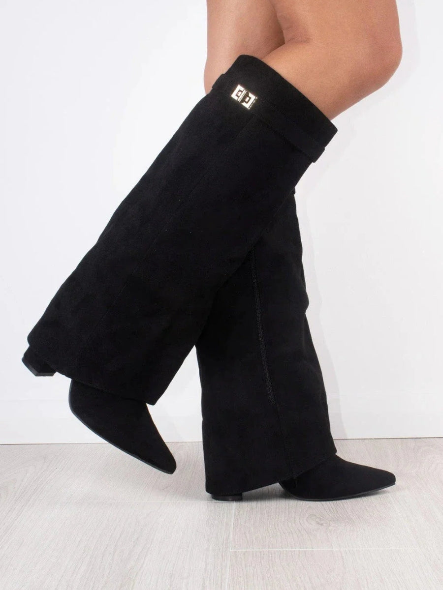 Luksus Suede Overknae-Stoevler til Kvinder - Sort - Boots - {{ product_tags }