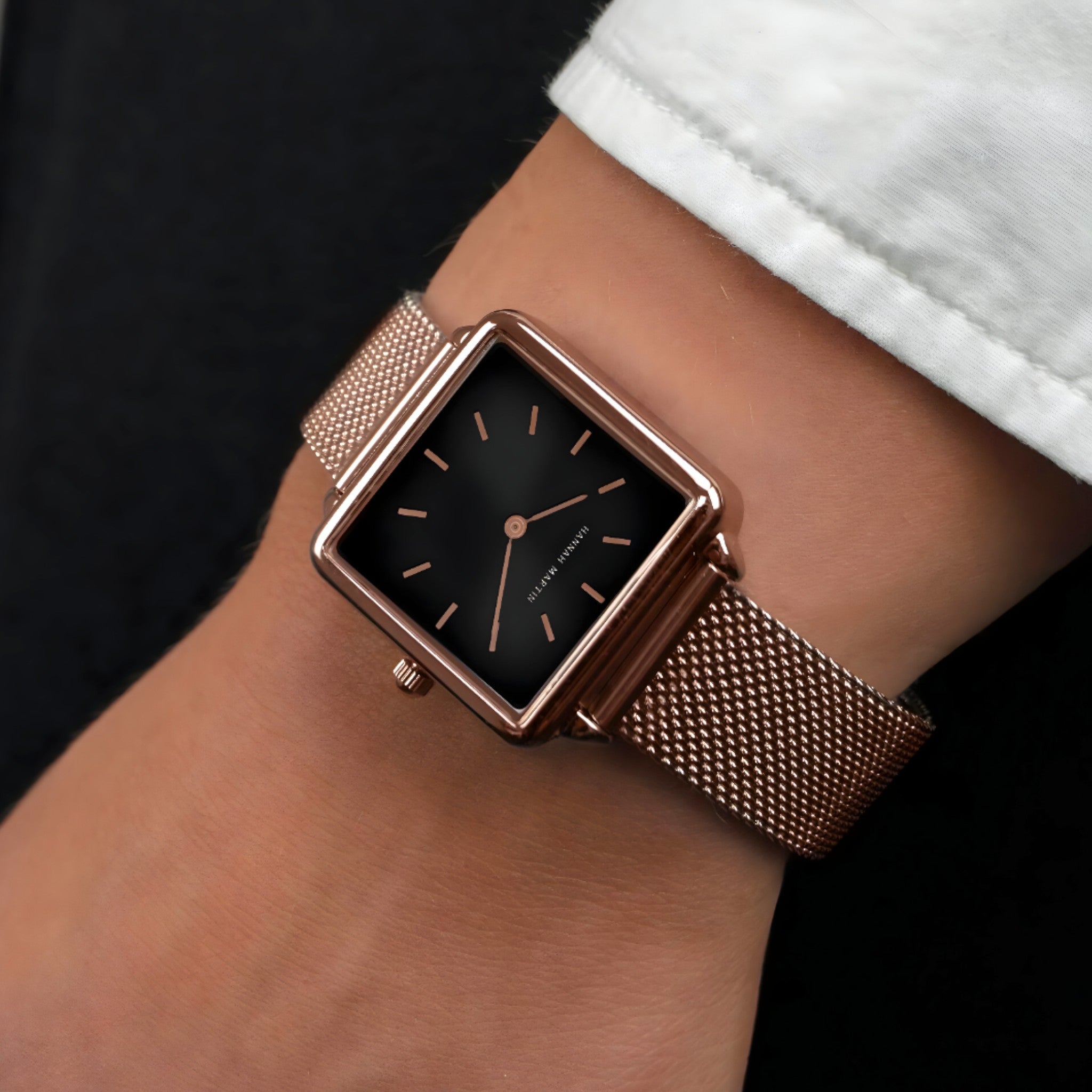Alice | Firkantet ur i rosaguld - Trendy mesh-armbånd - - watches - {{ product_tags }