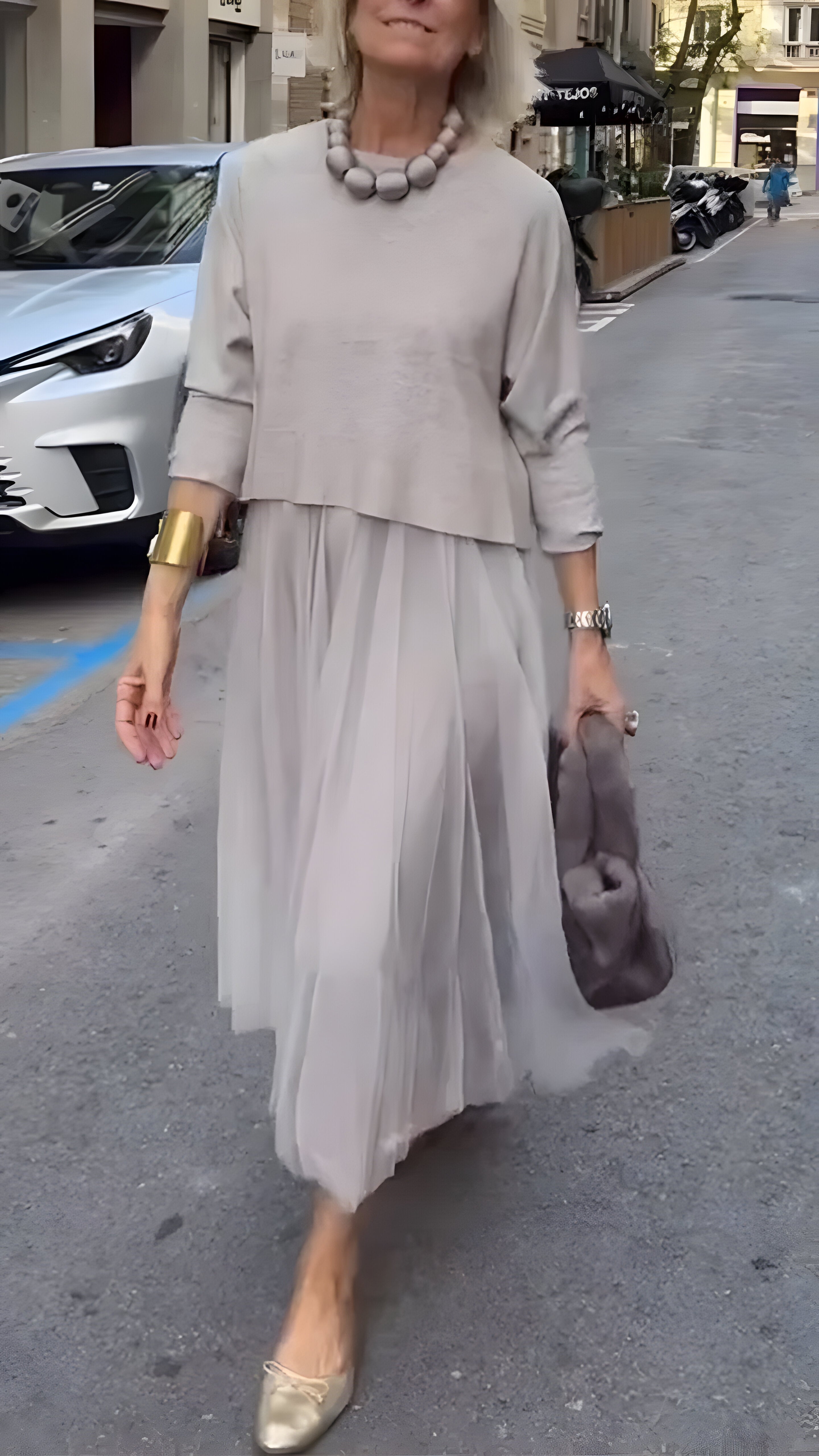 Wenche | Verfeinertes mehrlagiges Midi-Kjole til einen schicken Look Dame