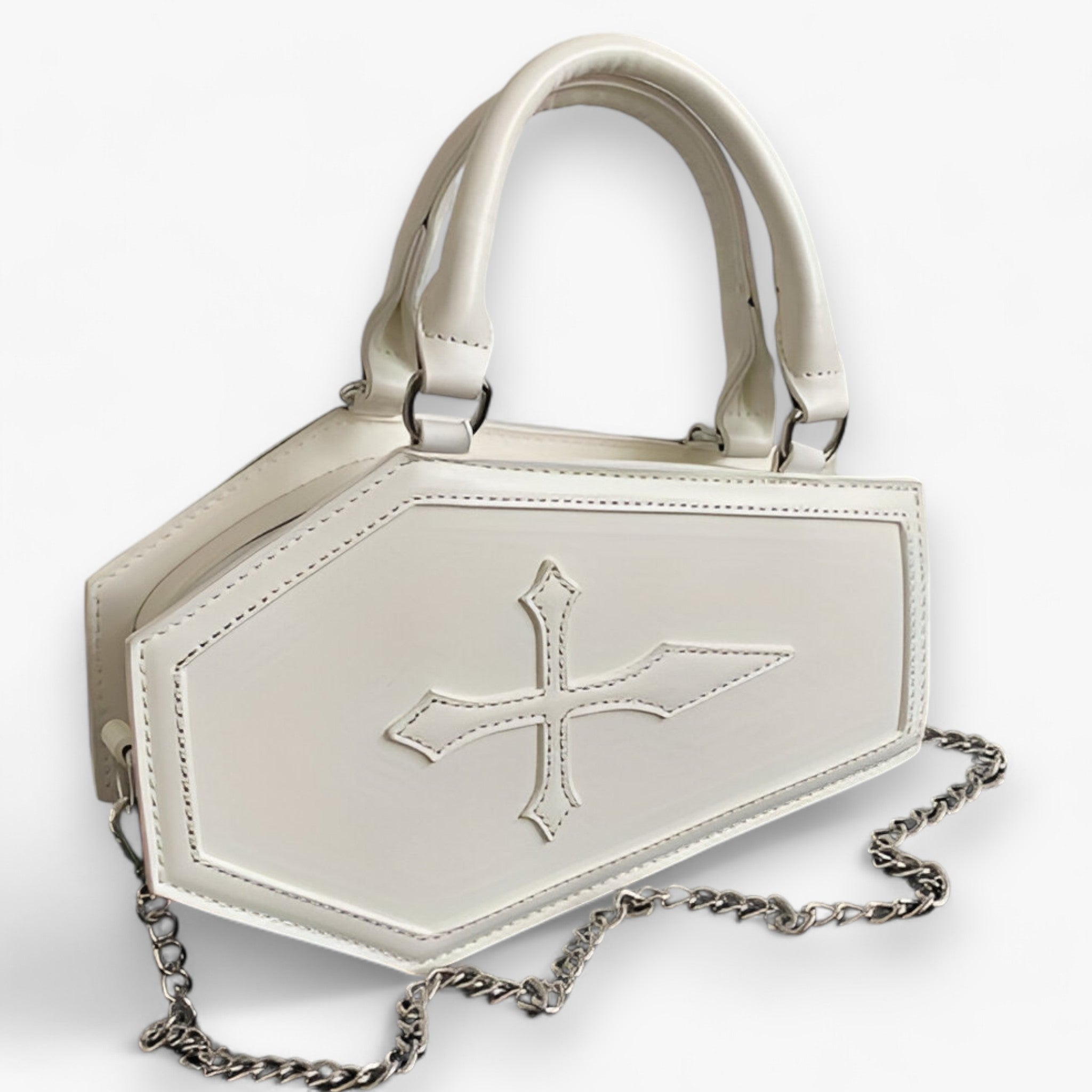 Kistekæde-håndtaske – rummelig og elegant til Halloween-cosplay - Hvid 24,5cmx6cmx15cm - Kistekæde-håndtaske – rummelig og elegant til Halloween-cosplay - €25 - {{ product_tags }