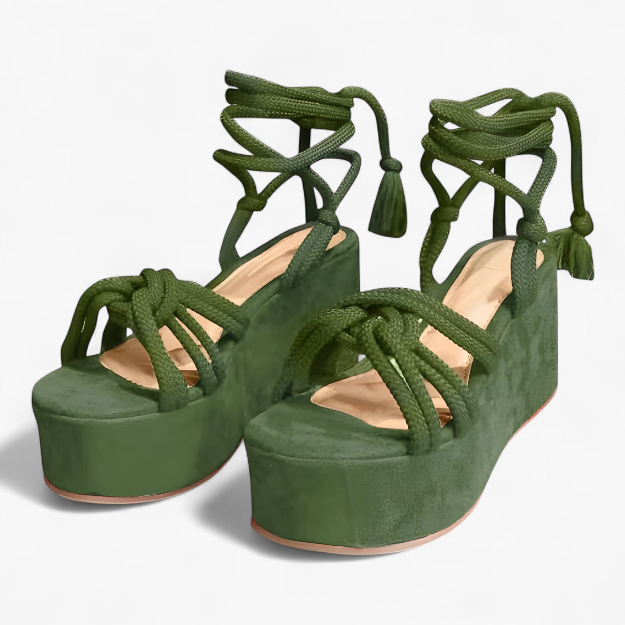 Maddie | Sandaler med snørebånd - Stil og komfort - Grøn - Maddie | Sandaler med snørebånd - Stil og komfort - €25 - {{ product_tags }