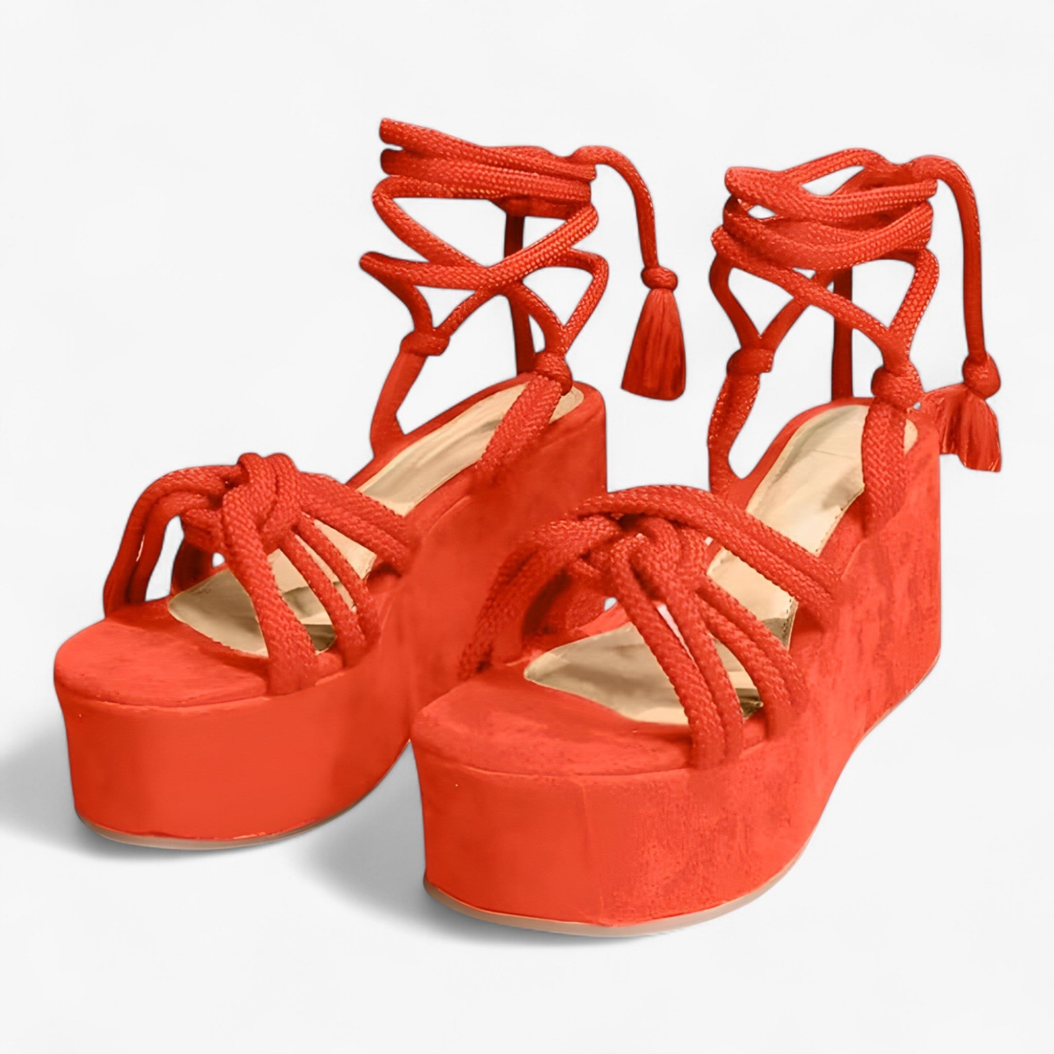 Maddie | Sandaler med snørebånd - Stil og komfort - Appelsin - Maddie | Sandaler med snørebånd - Stil og komfort - €25 - {{ product_tags }