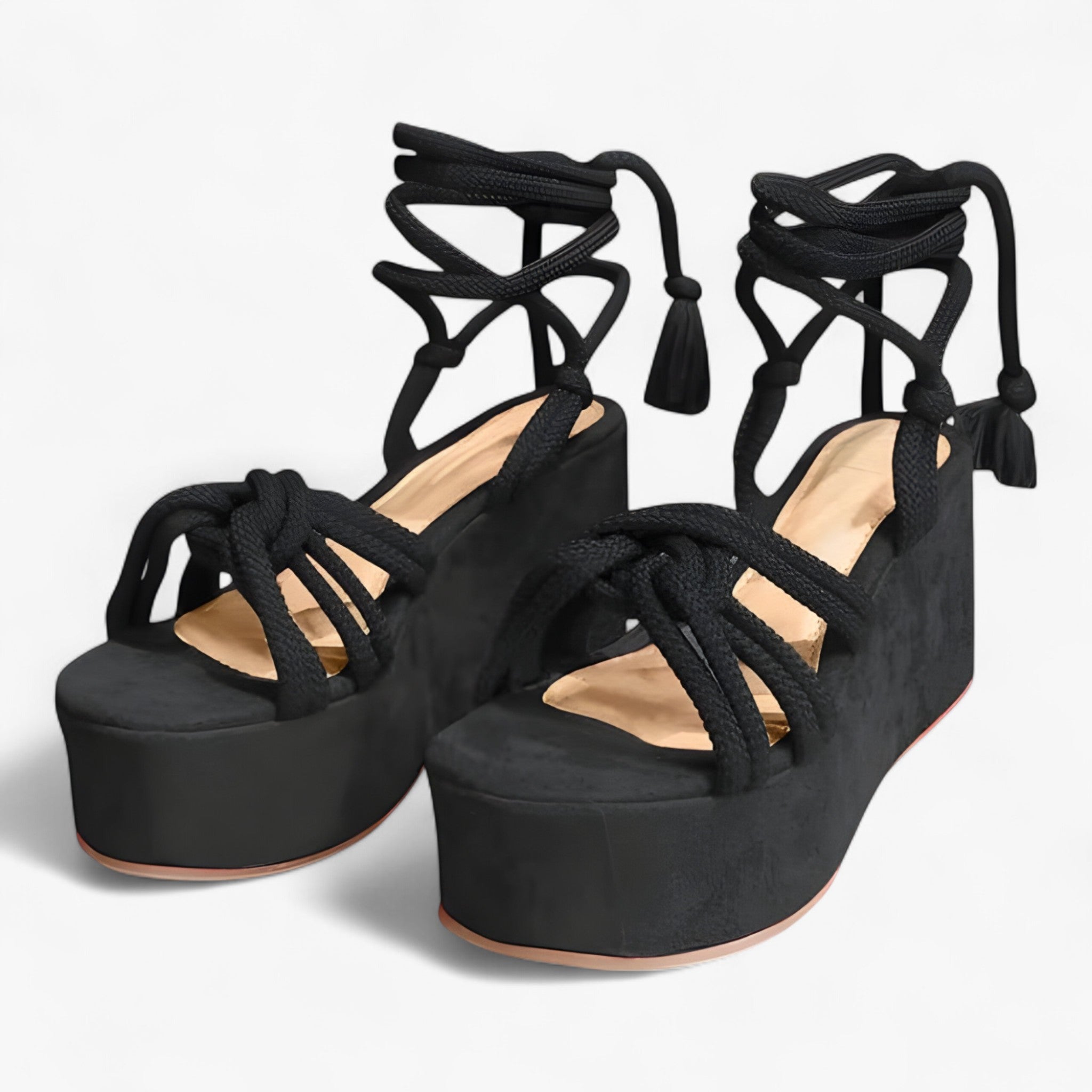Maddie | Sandaler med snørebånd - Stil og komfort - Sort - Maddie | Sandaler med snørebånd - Stil og komfort - €25 - {{ product_tags }
