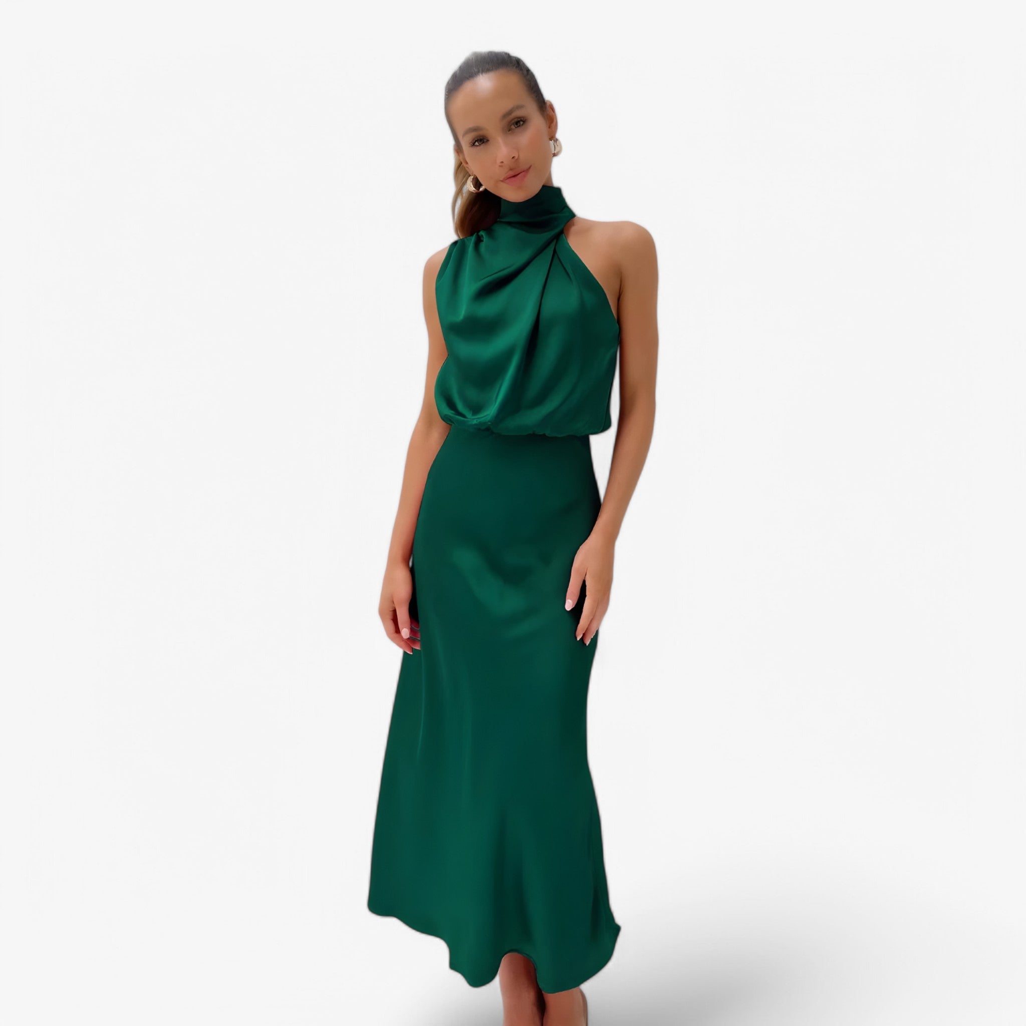 Vivienne | Satin kjole - Yndefuld og elegant - Grøn - women's fashion - {{ product_tags }