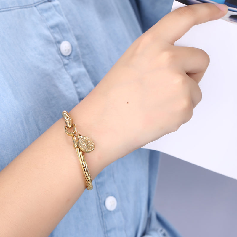 Anna | Charm Armbånd Saint Benedict Guld - Religiøst Lord/Lady Armbånd - - Bracelet - {{ product_tags }