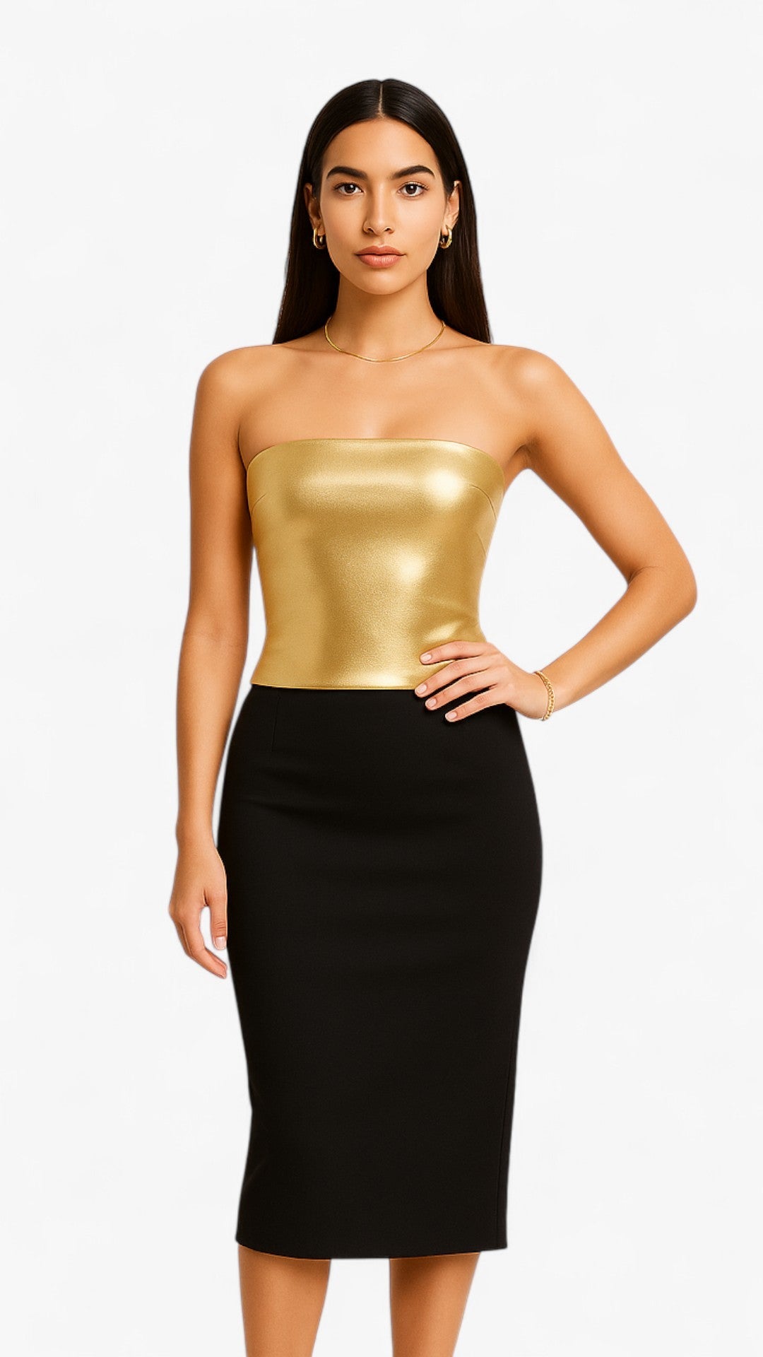 Guldfarvet vintage kort bustier uden stropper - Guld - women's fashion - {{ product_tags }