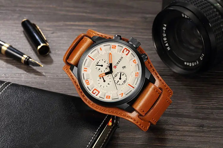 Kronograf-ur i læder til mænd - - watches - {{ product_tags }