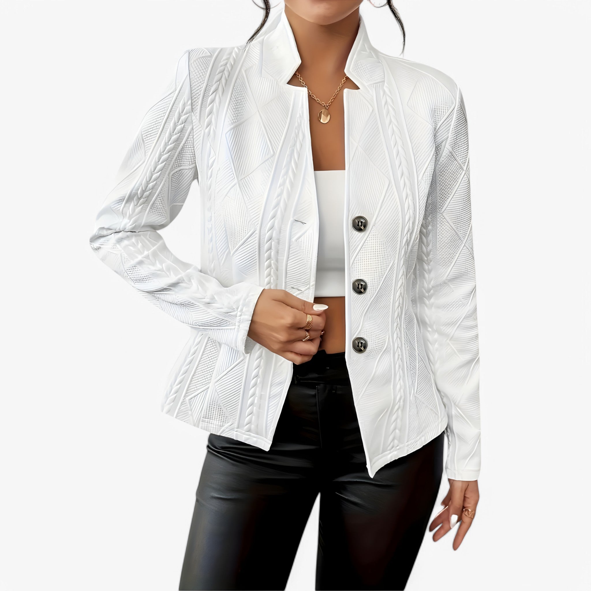 Reina – Elegant Skræddersyet Midjekappe - Hvid - Reina – Elegant Skræddersyet Midjekappe - €25 - {{ product_tags }