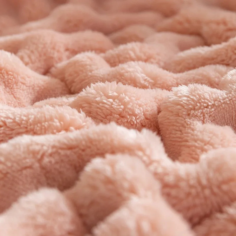 Struktureret Koralfleece Plaid til Sofa og Seng - - Huis en tuin > Linnengoed > Beddengoed > Dekens - {{ product_tags }