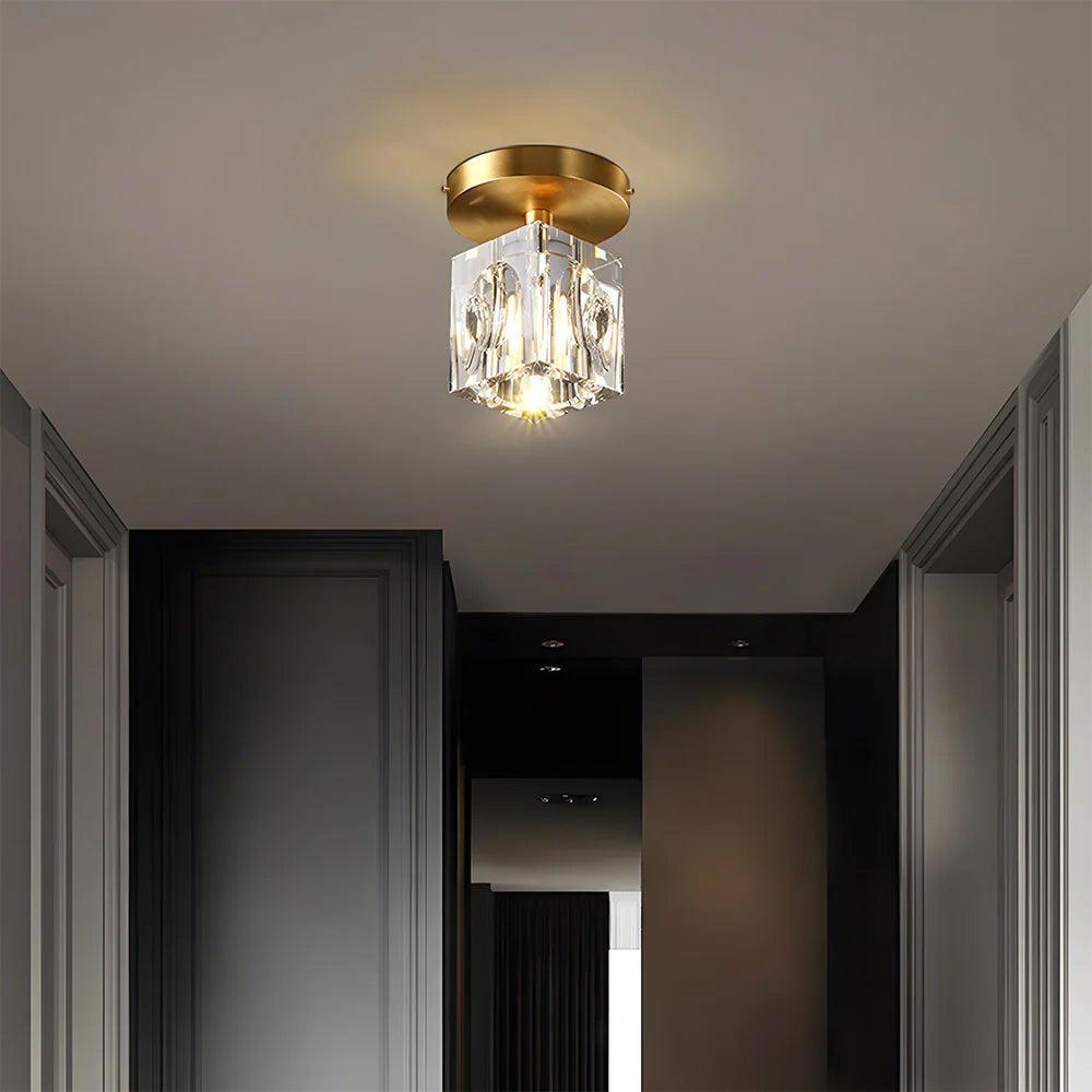 Geometrisk Krystal Loftlampe - Moderne Sort eller Guld Finish
