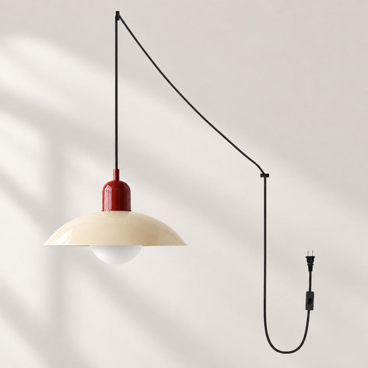 Mid Century Bauhaus Stikkontakt Pendellampe - Rød - Home Decor - {{ product_tags }