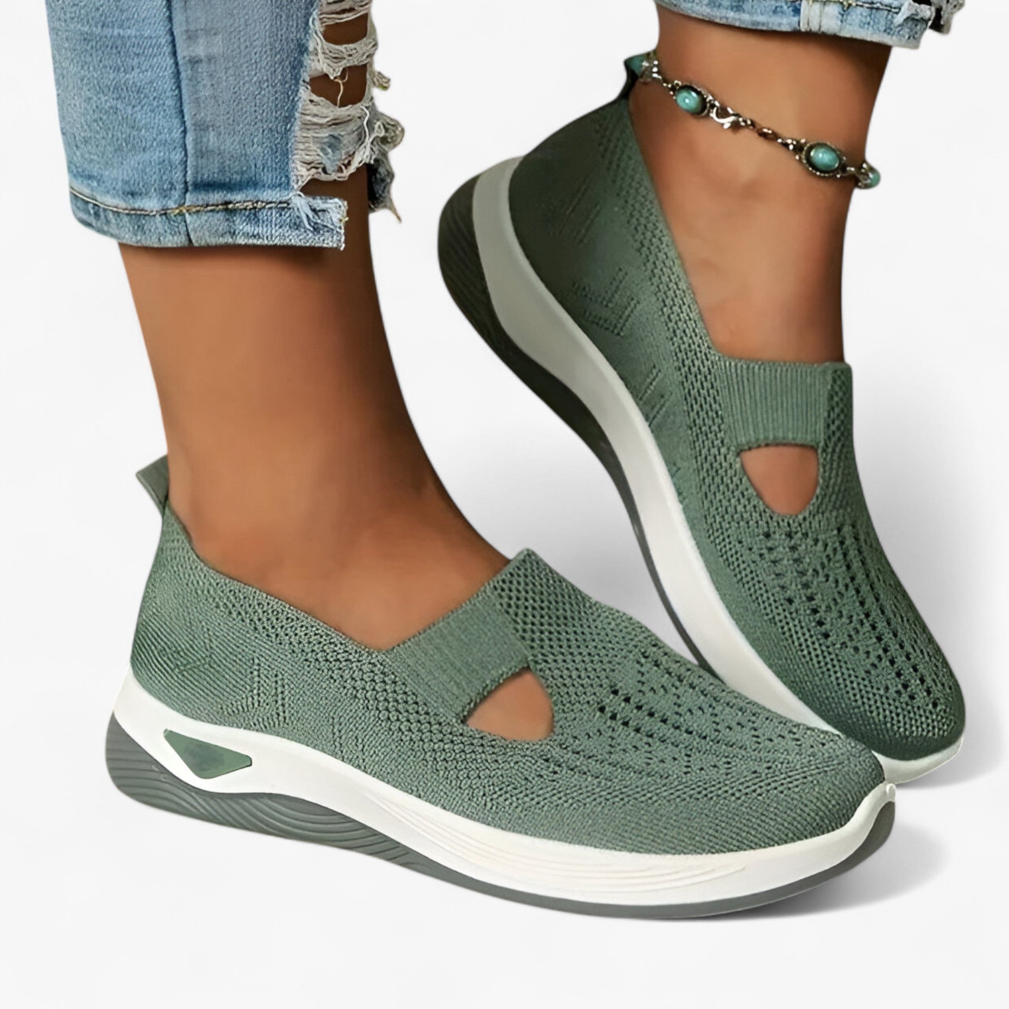 Clare | Bløde sko – Letvægts og støddæmpende - Grøn - shoes - {{ product_tags }