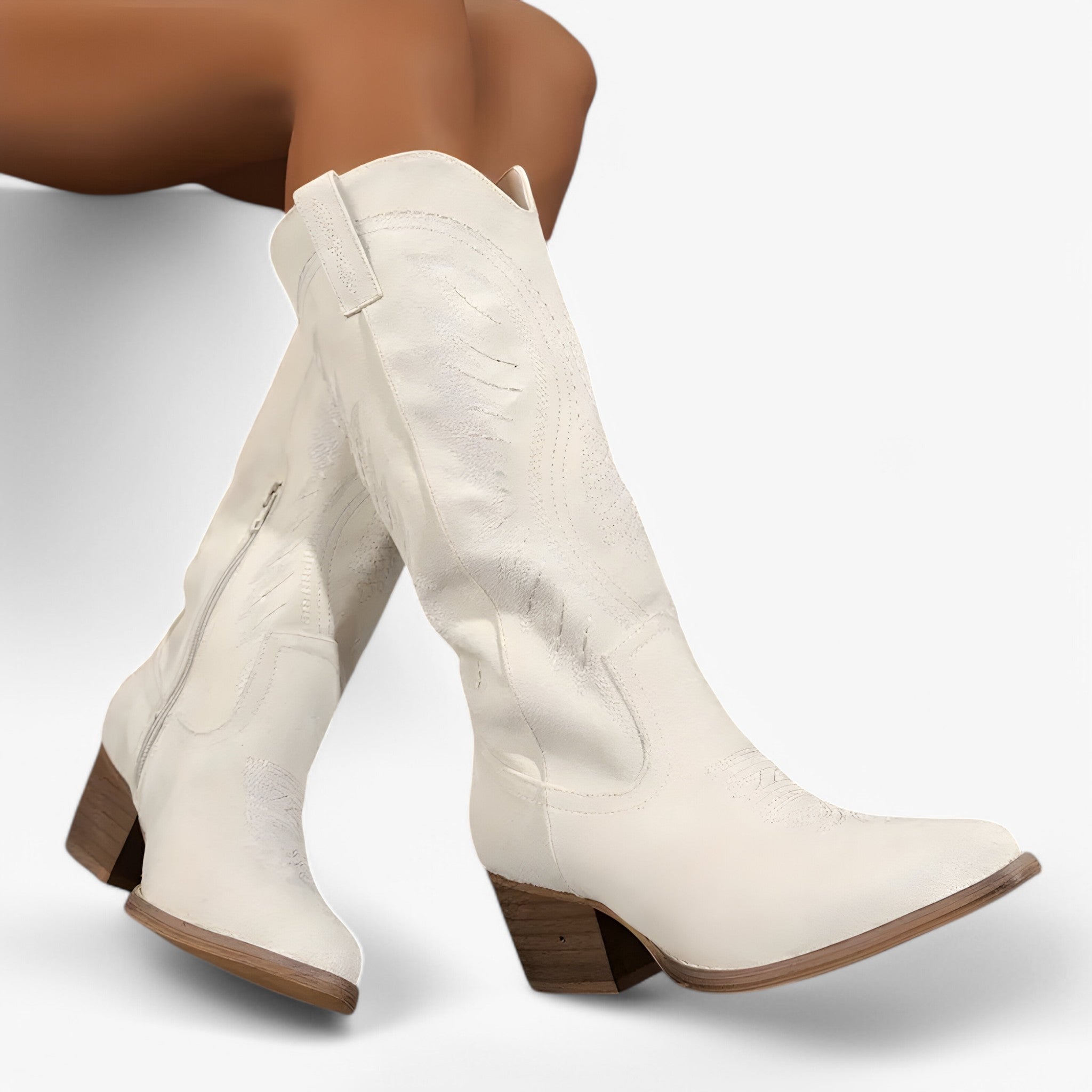 Lina | Trendy Cowboy Støvler - Hvid - shoes - {{ product_tags }