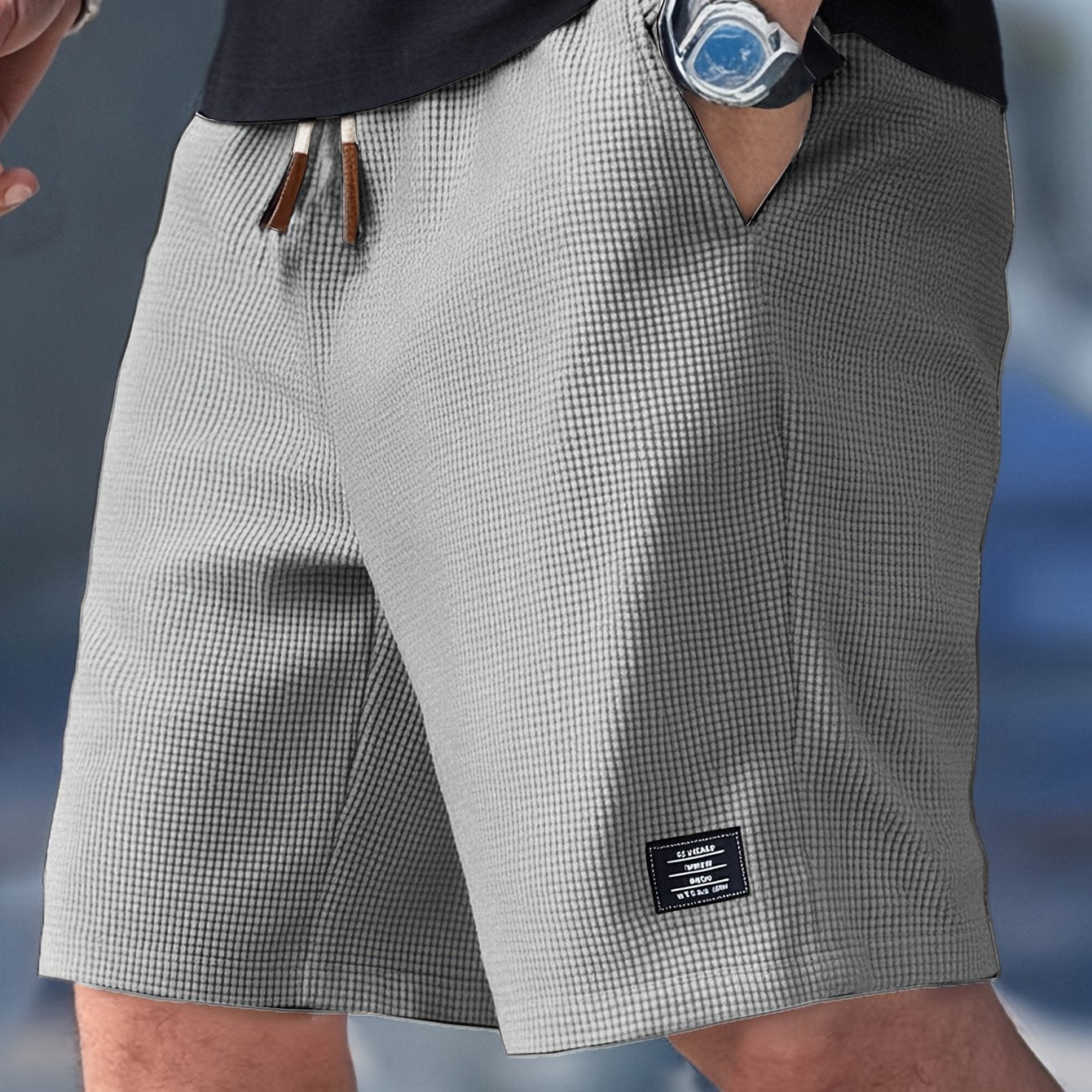 Herreshorts Slim Fit med Justerbart Liv til Sommer og Hverdag - Grå - Herreshorts - {{ product_tags }