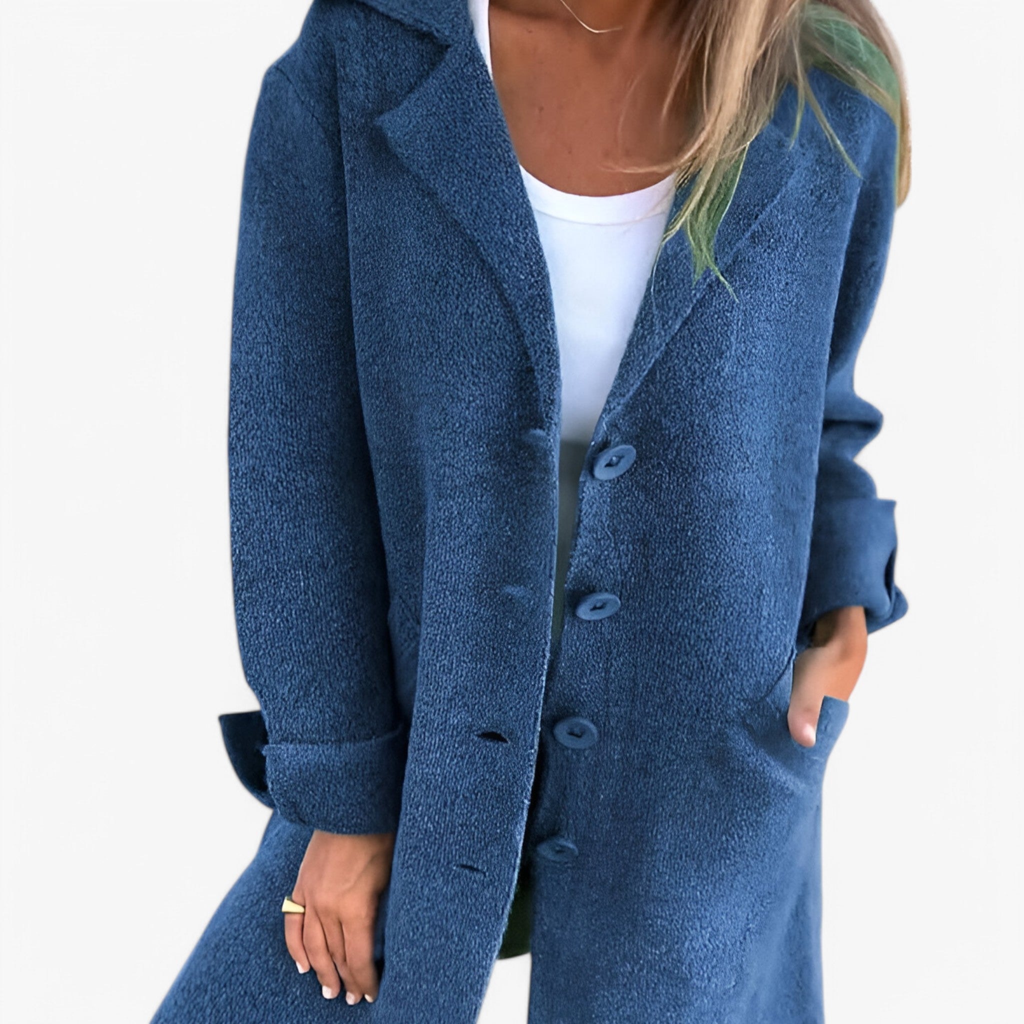 Milena | Uldjakke - Modebevidst og varm - Blå - women's fashion - {{ product_tags }