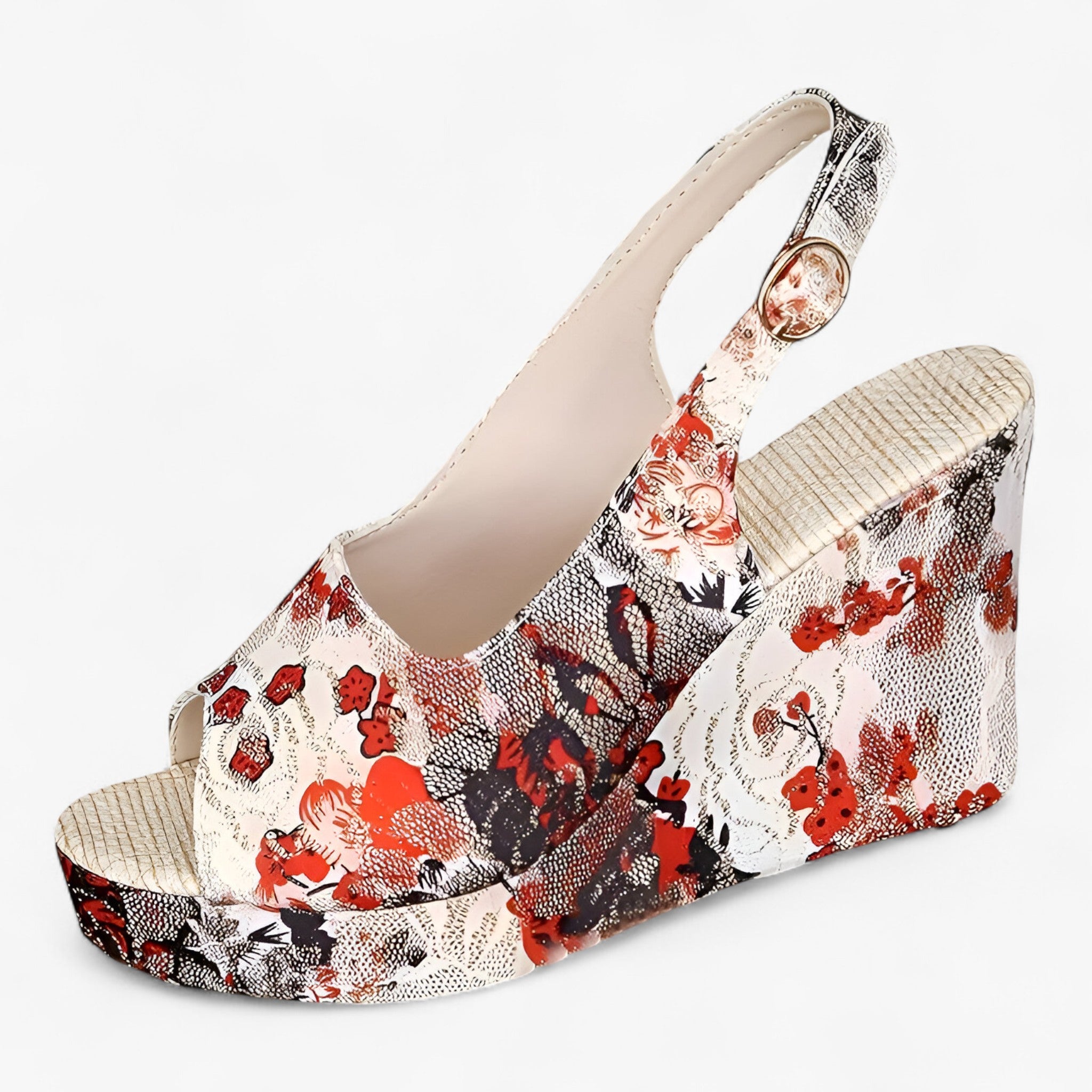 Abella | Blomstrede sandaler - Feminine og komfortable - Rød - women's fashion - {{ product_tags }
