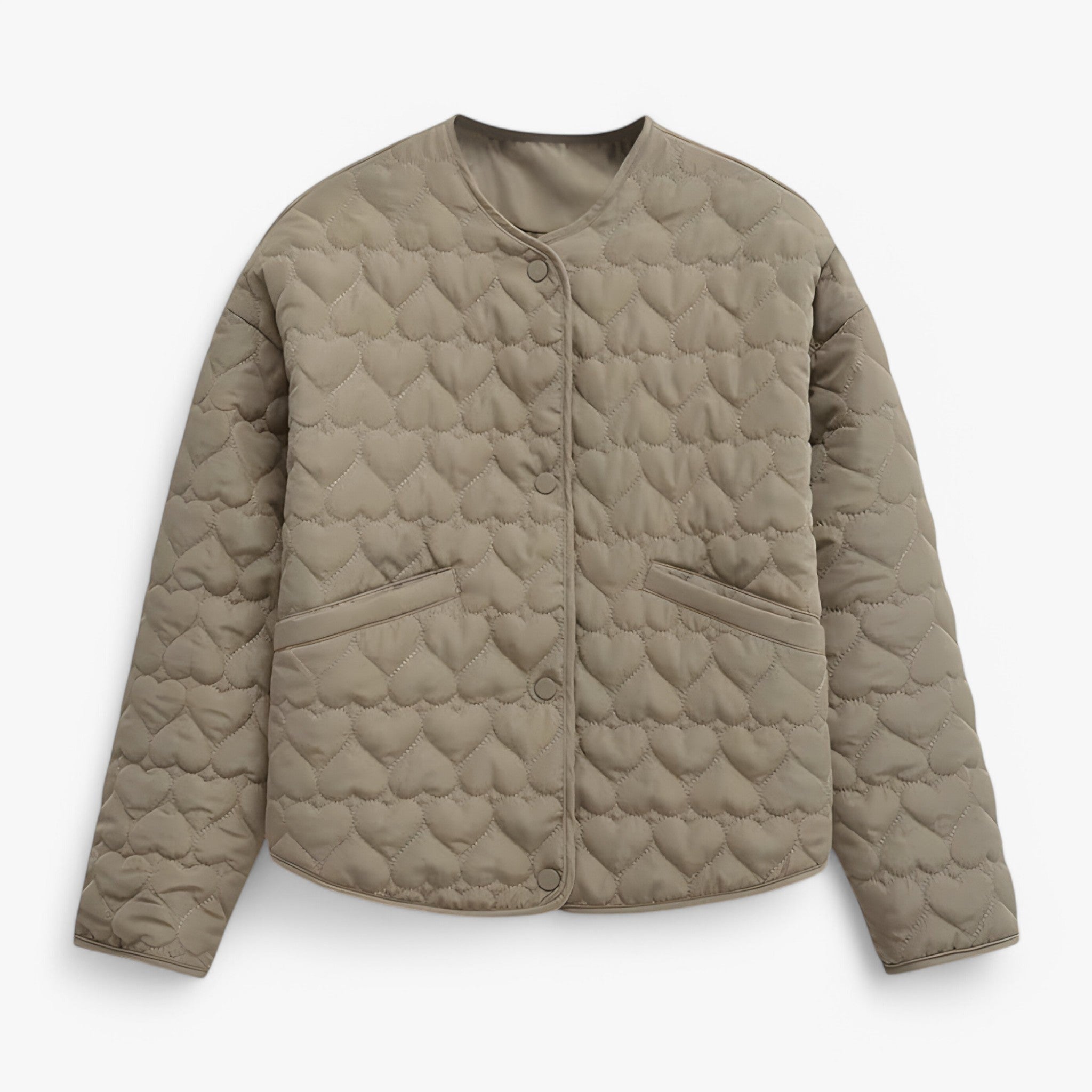 Evelyn | Quiltet jakke med hjerte - alsidig komfort til efterår/vinter - Oliven - women's fashion - {{ product_tags }