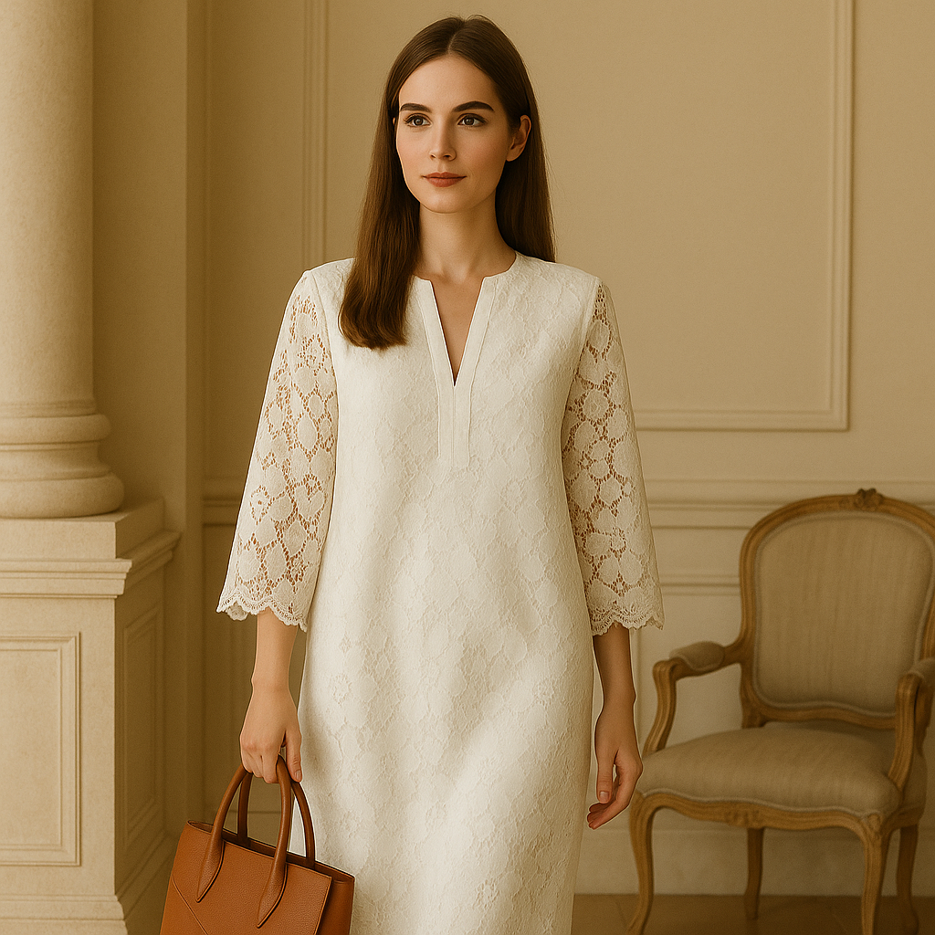 Vicky | Elegant Kjole i Blonde - Hvid - women's fashion - {{ product_tags }