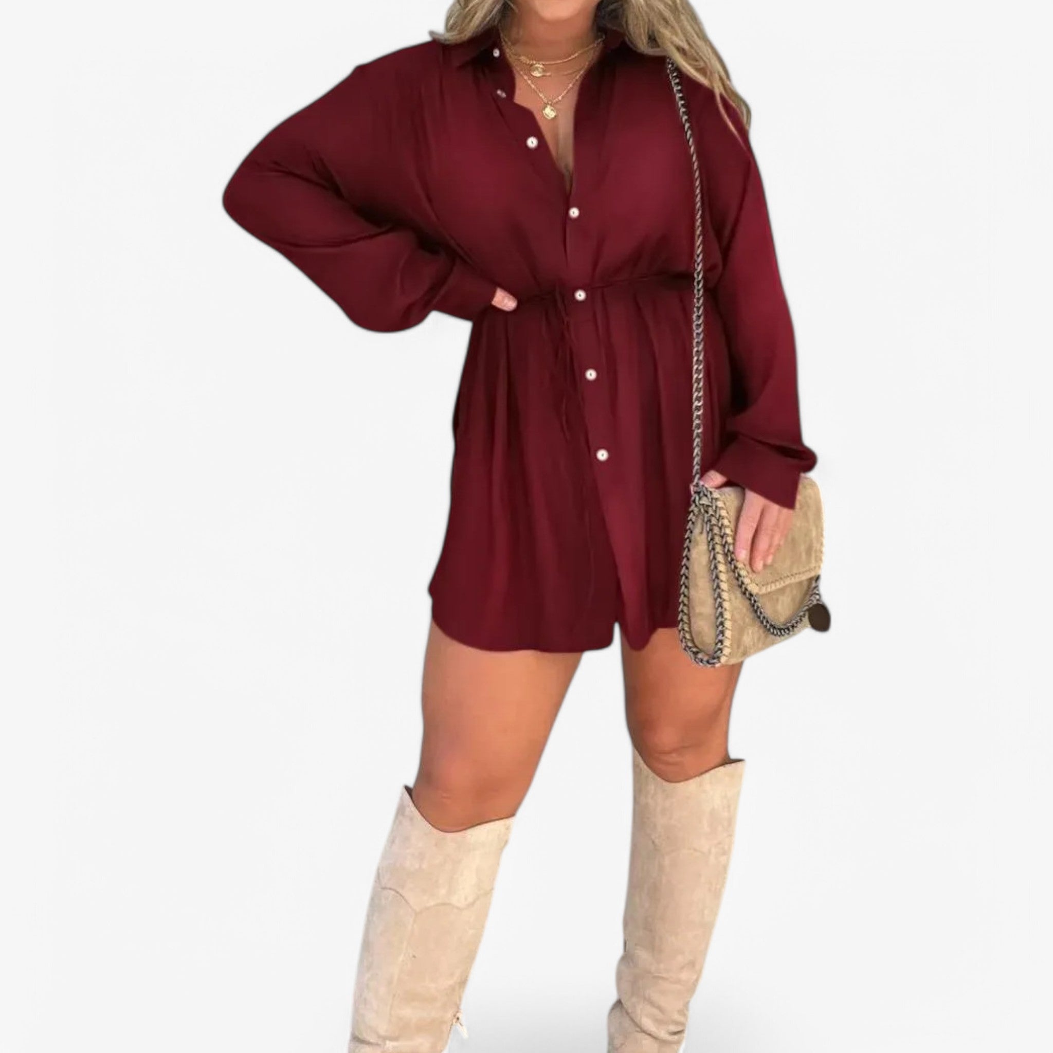 Diana | Dame jumpsuit - Mode og Chic - Vine rød - women's fashion - {{ product_tags }