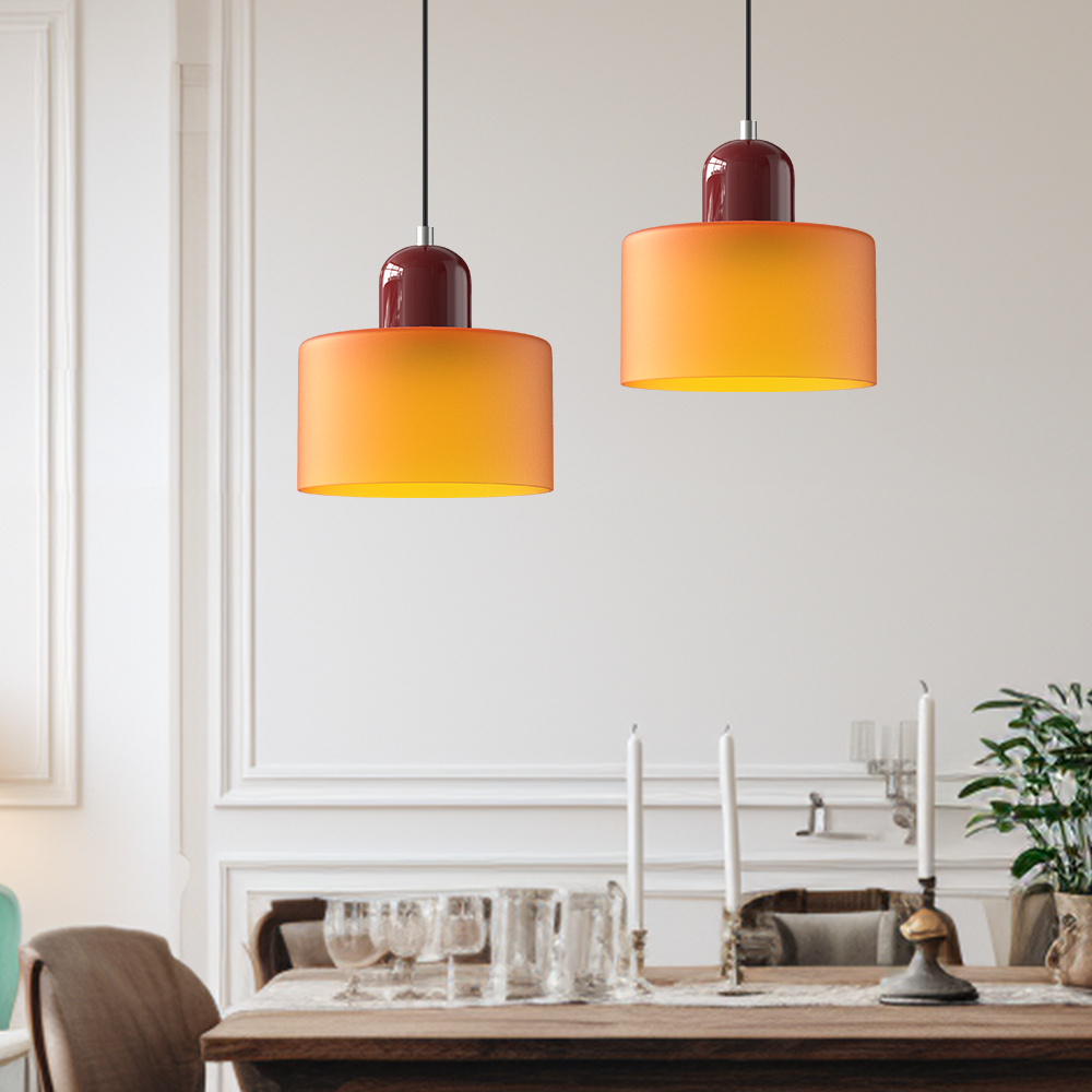 Farvet Glas Bauhaus Pendel – Retro Blikfang