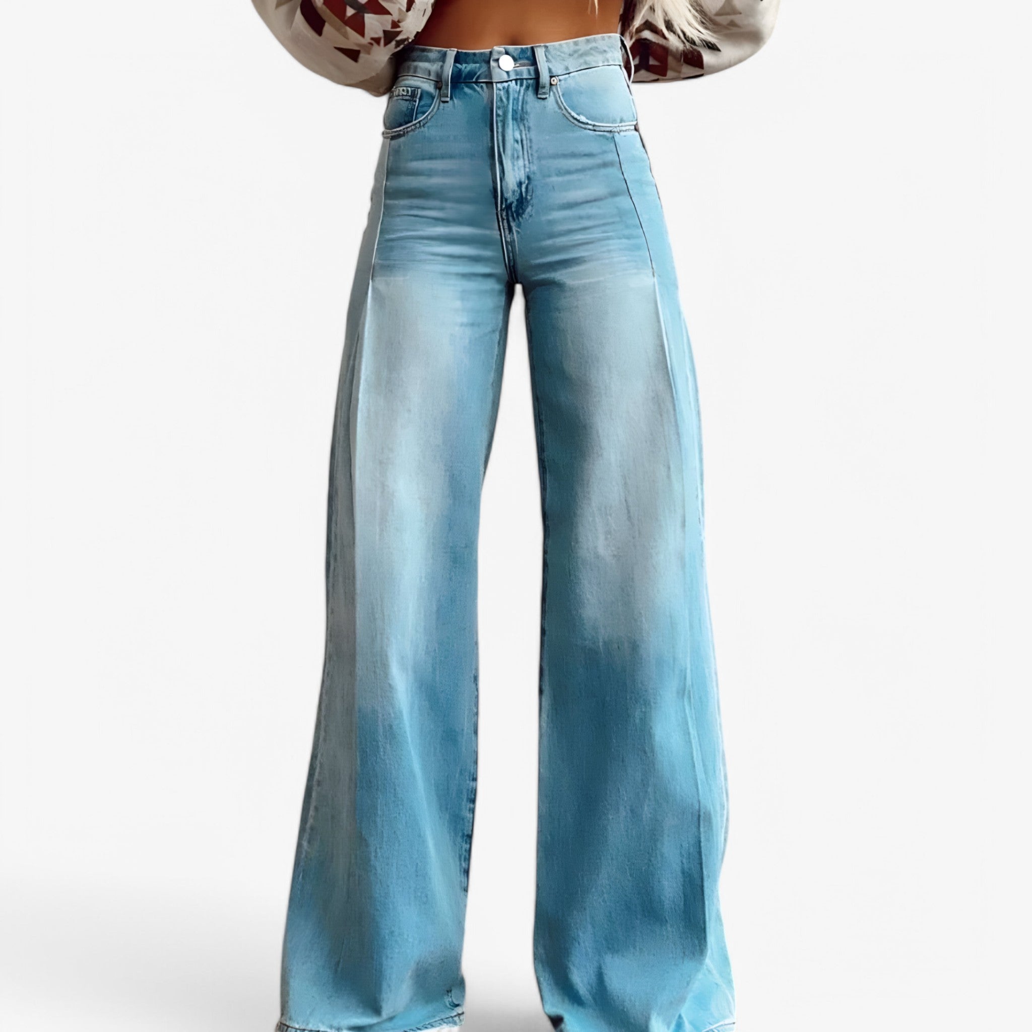 Clare | Bukser med bred ben - Afslappet og moderne - Blå - women's fashion - {{ product_tags }