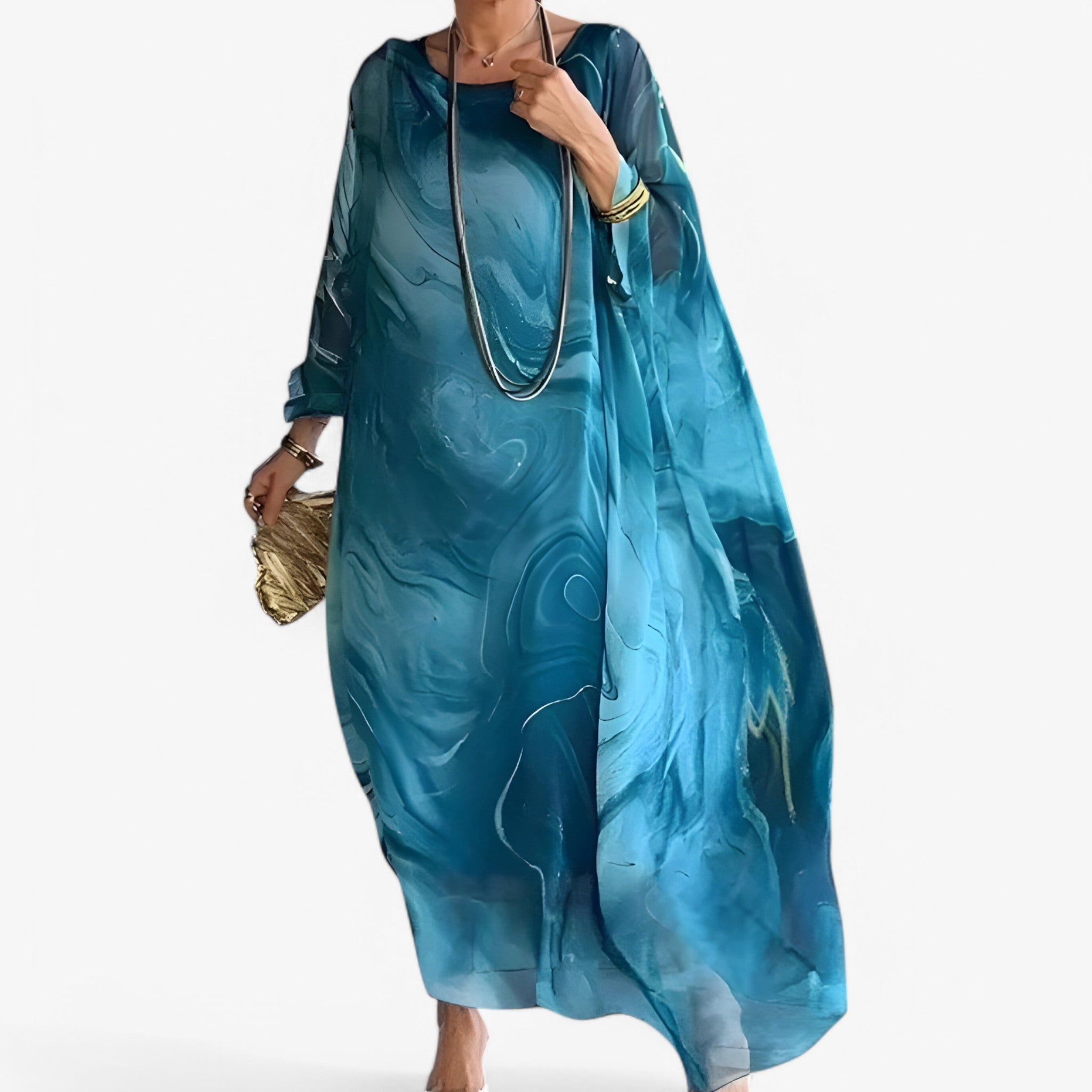 Celeste | Maxi kjole i marmor - Unik og elegant - Blå - women's fashion - {{ product_tags }