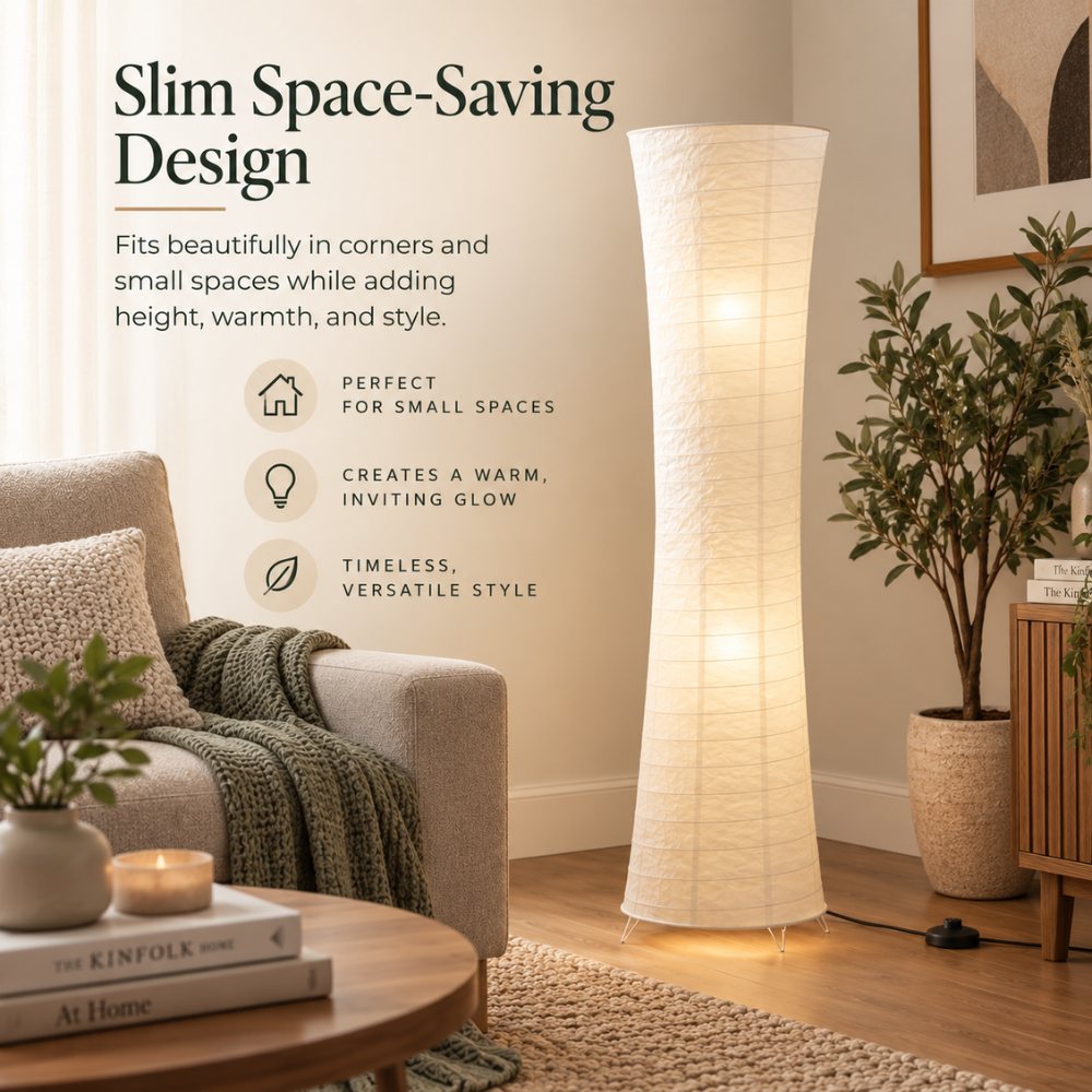 Skulpturel LED Gulvlampe – Varm Stuestemning
