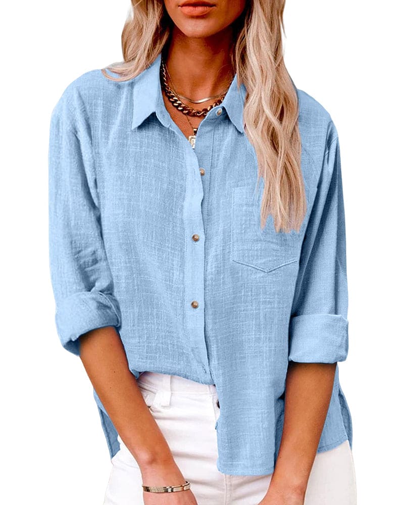 Dame Afslappet Skjorte - Løs Casual Bluse