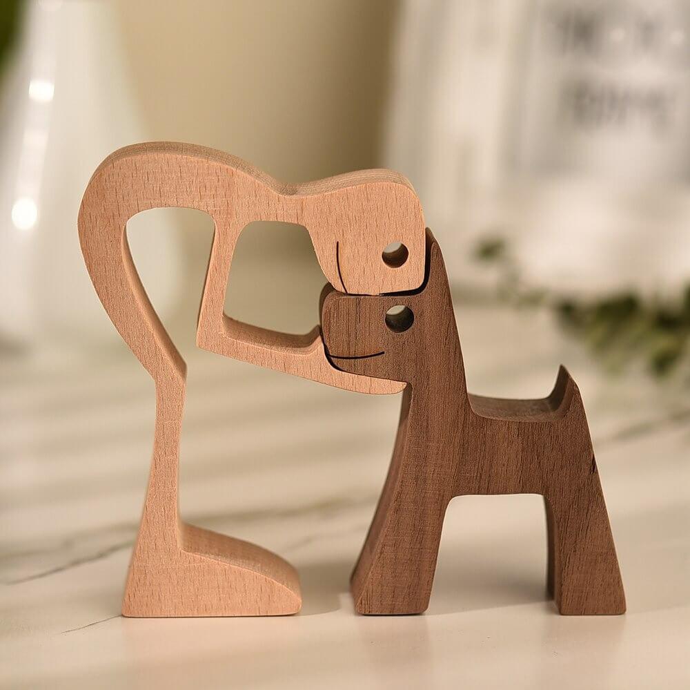 Træskulptur af mand og hund - - house & garden - {{ product_tags }