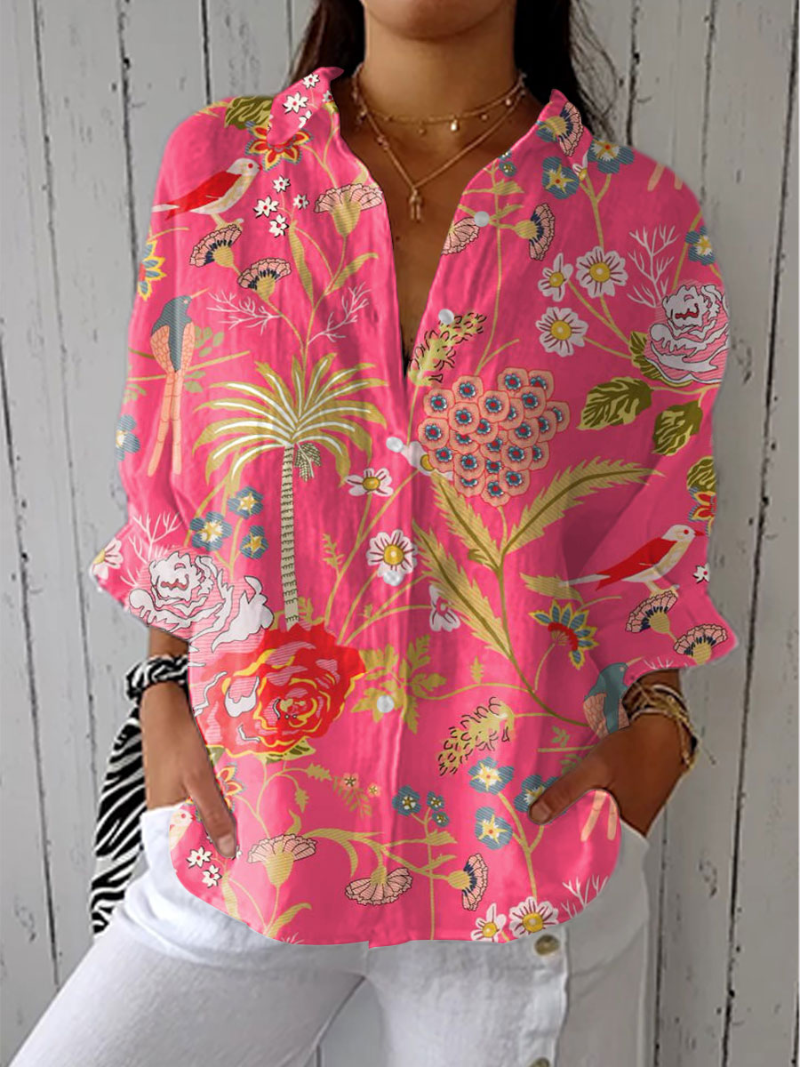 Elizabeth - Tropisk Blomsterbluse