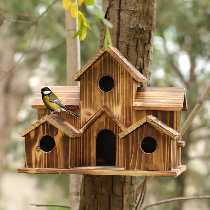Håndlavet fuglehus med 6 huller - - house & garden - {{ product_tags }
