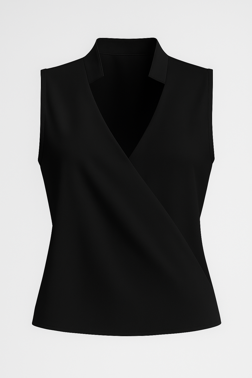 Elena | Ærmeløs bluse med V-udskæring og ståkrave - Sort - Elena | Ærmeløs bluse med V-udskæring og ståkrave - € - {{ product_tags }