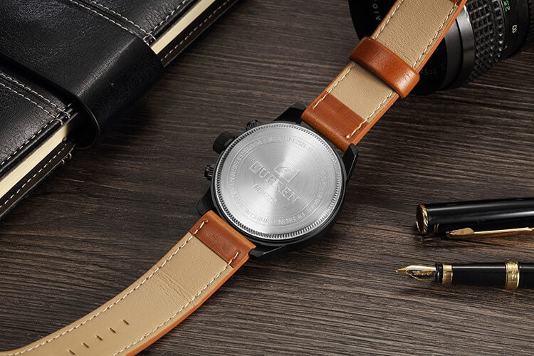 Kronograf-ur i læder til mænd - - watches - {{ product_tags }