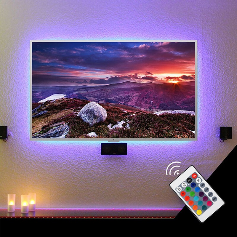 TV Baggrundsbelysning LED Strip – 16 Farver, USB - - LED Strip Light - {{ product_tags }