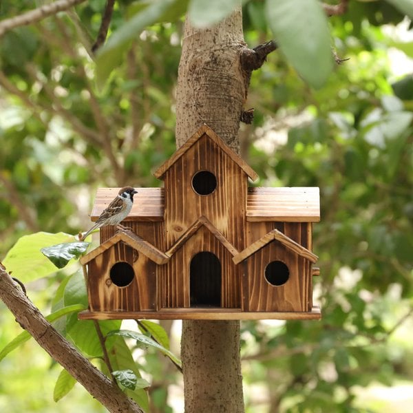 Håndlavet fuglehus med 6 huller - - house & garden - {{ product_tags }