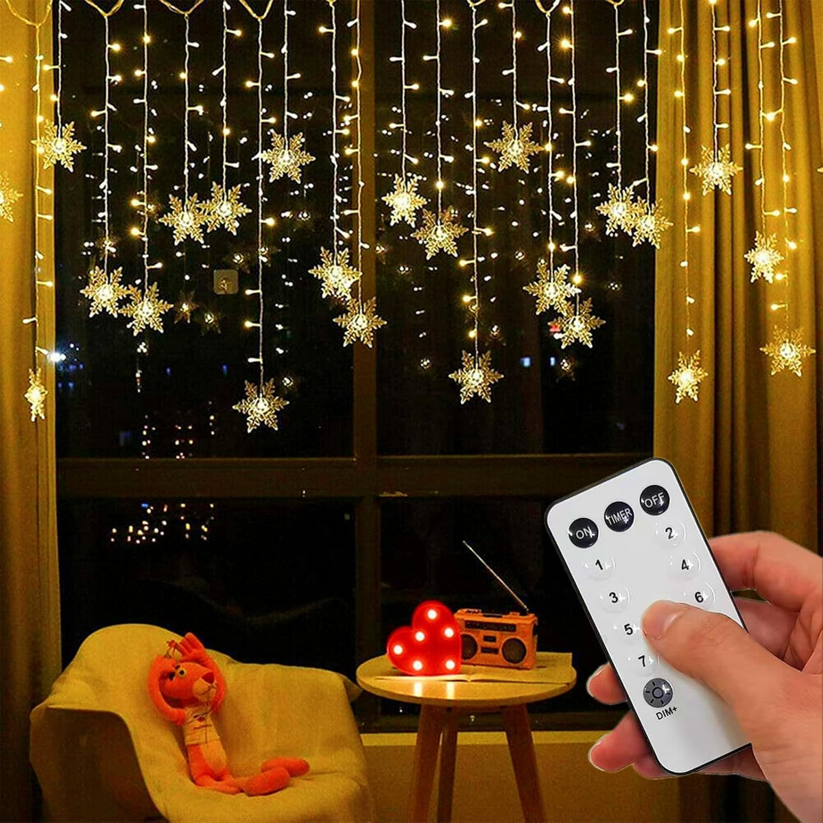 LED Snefnug Gardinlys – Jule-lyskæde med 8 Funktioner - - LED Curtain String Lights - {{ product_tags }