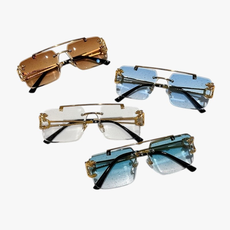 1 par moderigtige firkantede solbriller uden ramme til mænd - - men's fashion - {{ product_tags }