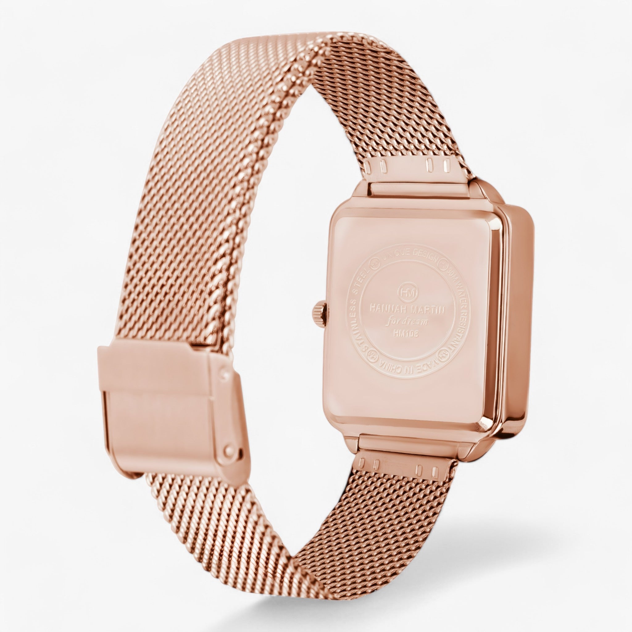 Alice | Firkantet ur i rosaguld - Trendy mesh-armbånd - - watches - {{ product_tags }
