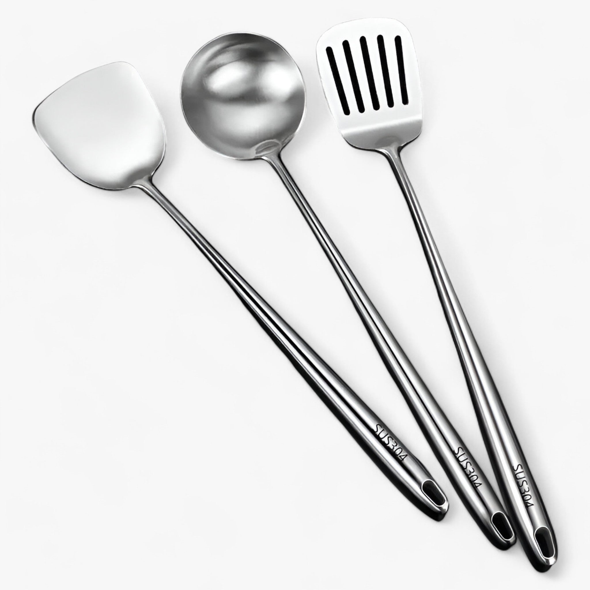 Rustfrit køkkenudstyr | Pålideligt, alsidigt kogegrej - Ske + Suppe ske + Ske med slå - house & garden - {{ product_tags }