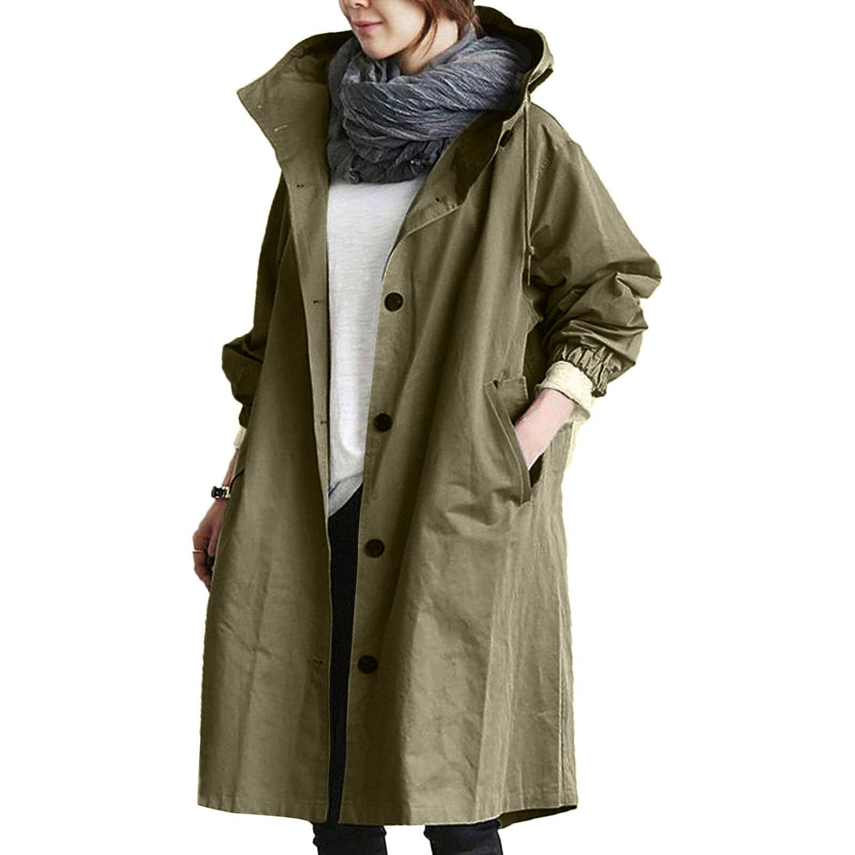 Vandtæt dame-trenchcoat med lang pasform