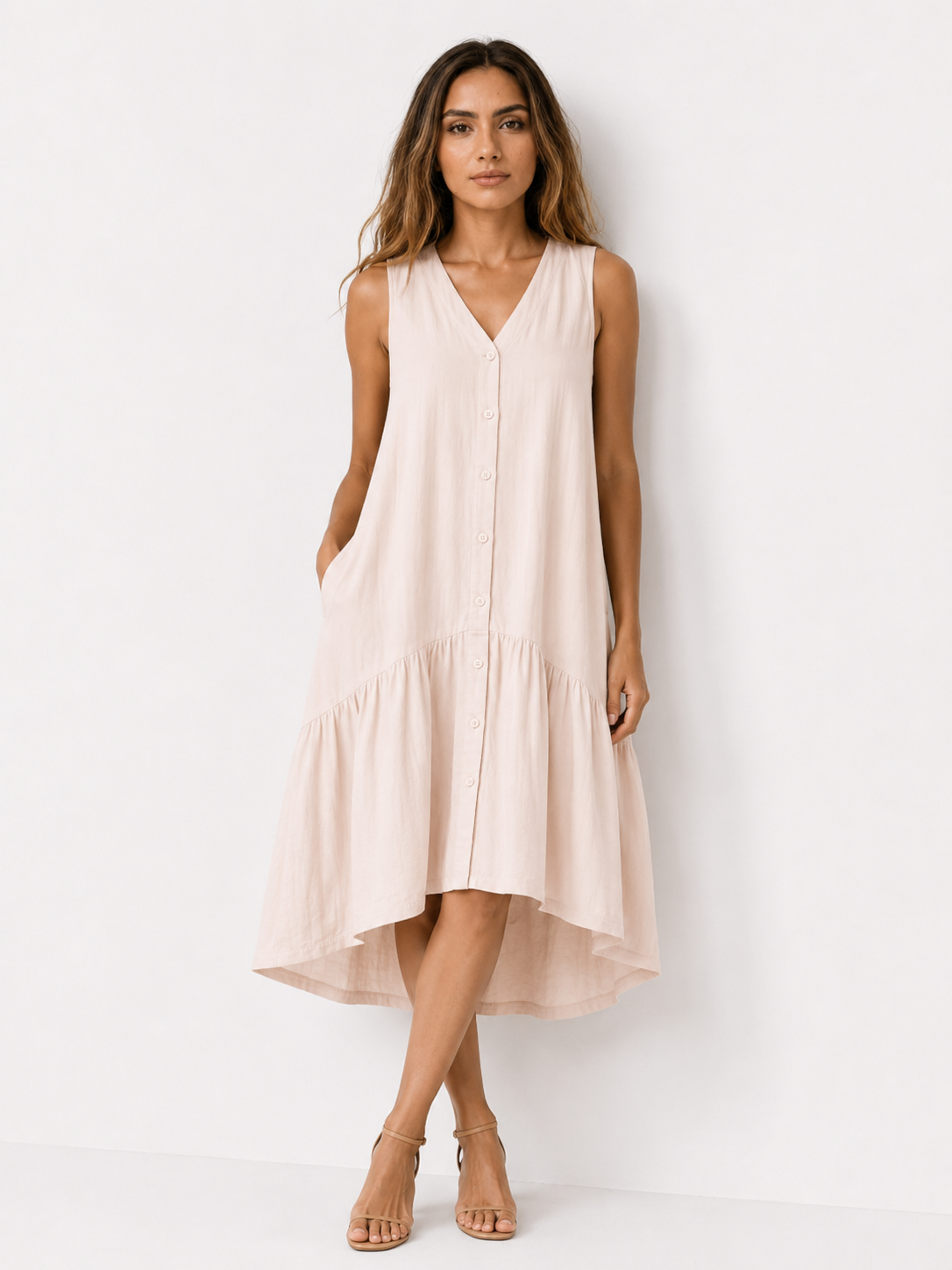 Royce | Fließendes ärmelloses Strandkleid