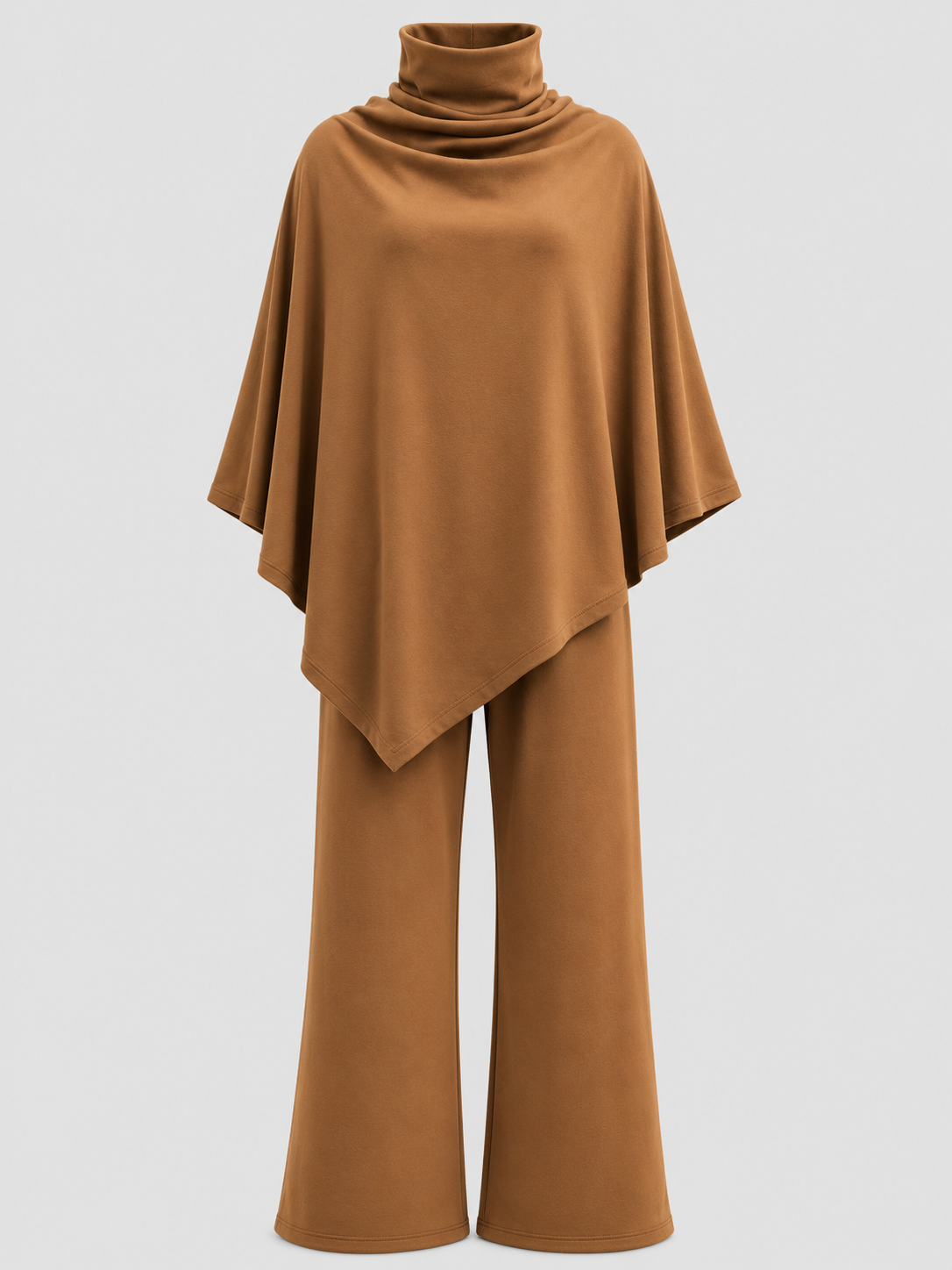 Diana | Alyris Kvinder's Two-Piece Poncho Sæt – Cowl Neck Top & Straight-Leg Bukser