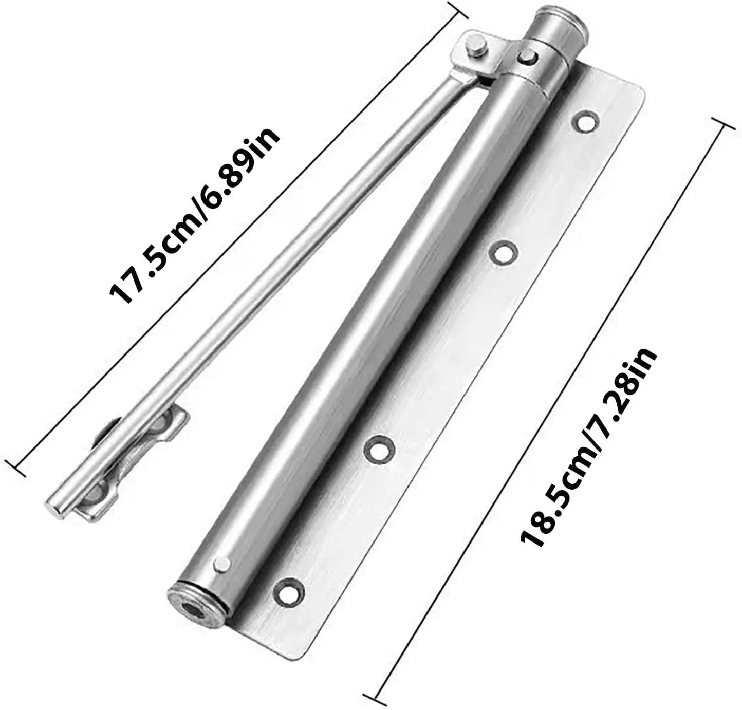 Dørlukker Hydraulisk til Indendørs Døre, Justerbar, Sølv/Sort - - Home Improvement > Hardware > Door Hardware > Door Closers - {{ product_tags }