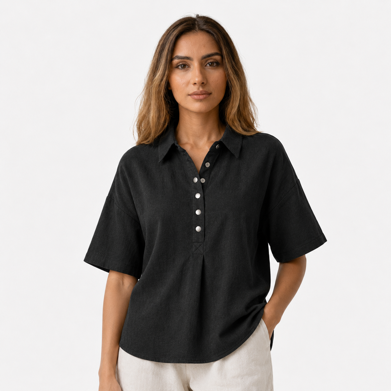 Ava | Collared Button-Up Blouse