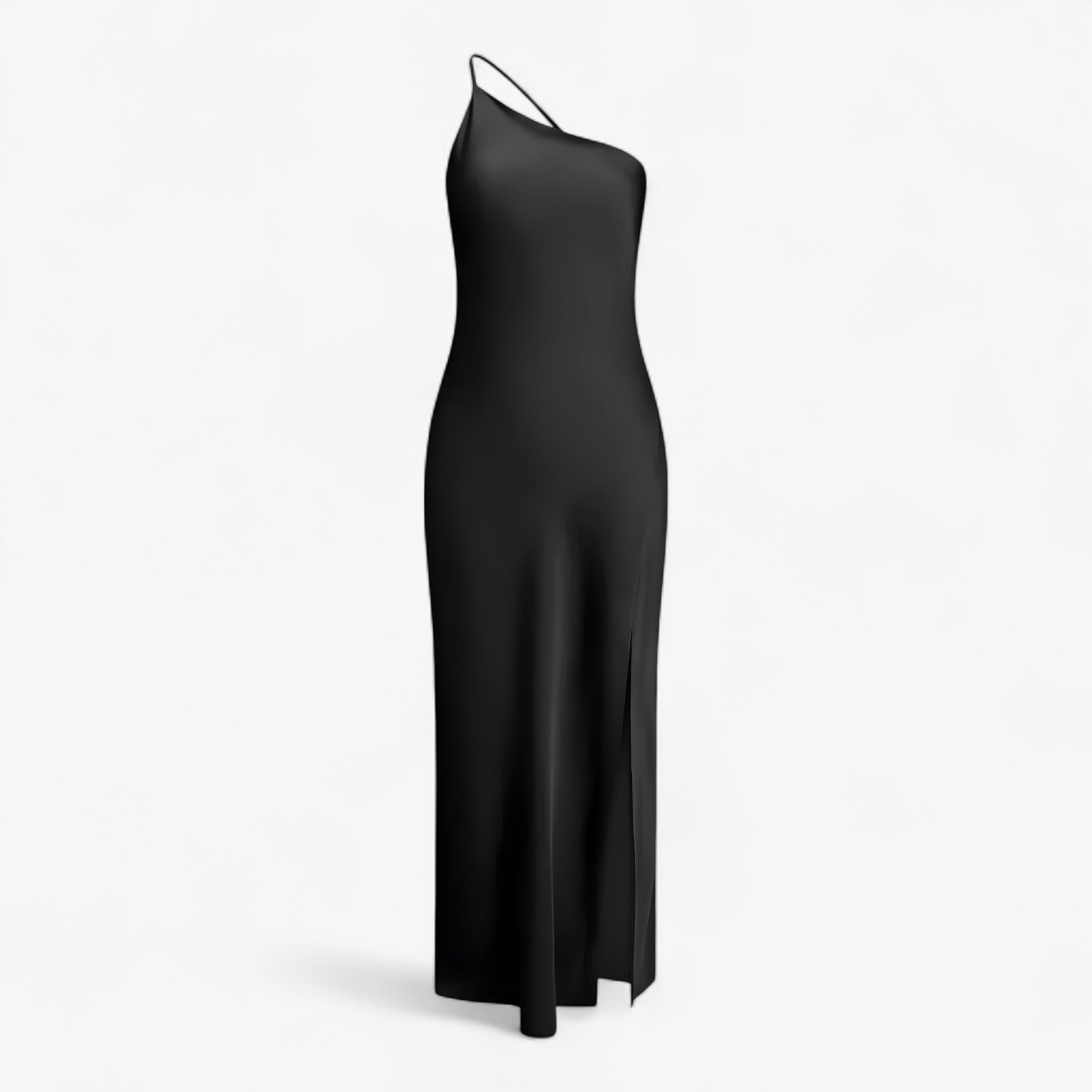 Jenny | Lang Satin Kjole Moonlight - Sort - women's fashion - {{ product_tags }
